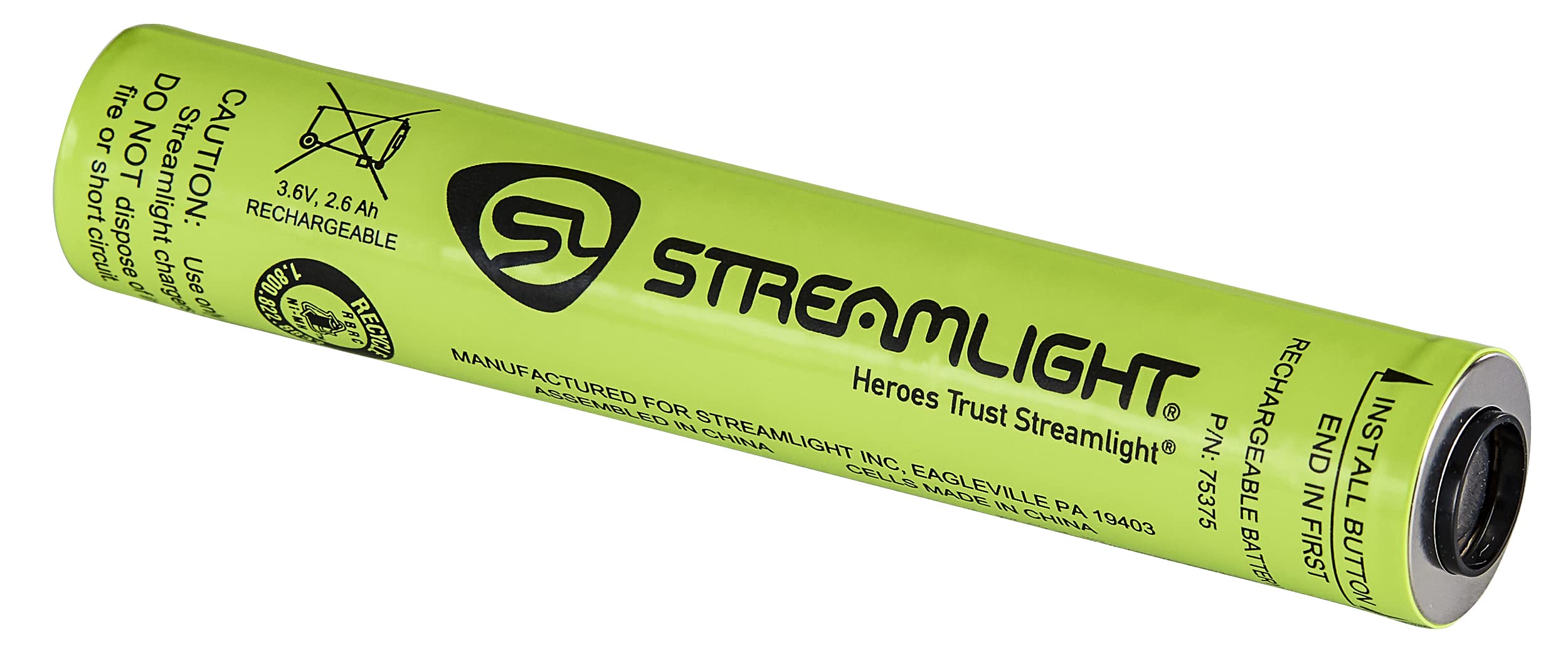 Streamlight 76110 PolyStinger LED 485-Lumen Rechargeable Flashlight (Black) - No Charger Included | High-Power LED Flashlight for Camping, Emergency, Security & Outdoor Activities