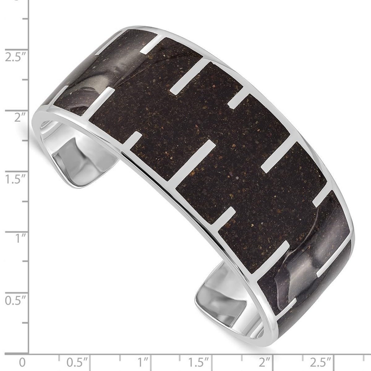 925 Sterling Silver Black Resin & Sand Cuff Bracelet for Women - 28.75mm Wide Handmade Boho Jewelry - Perfect for Casual Wear, Parties & Gift Giving