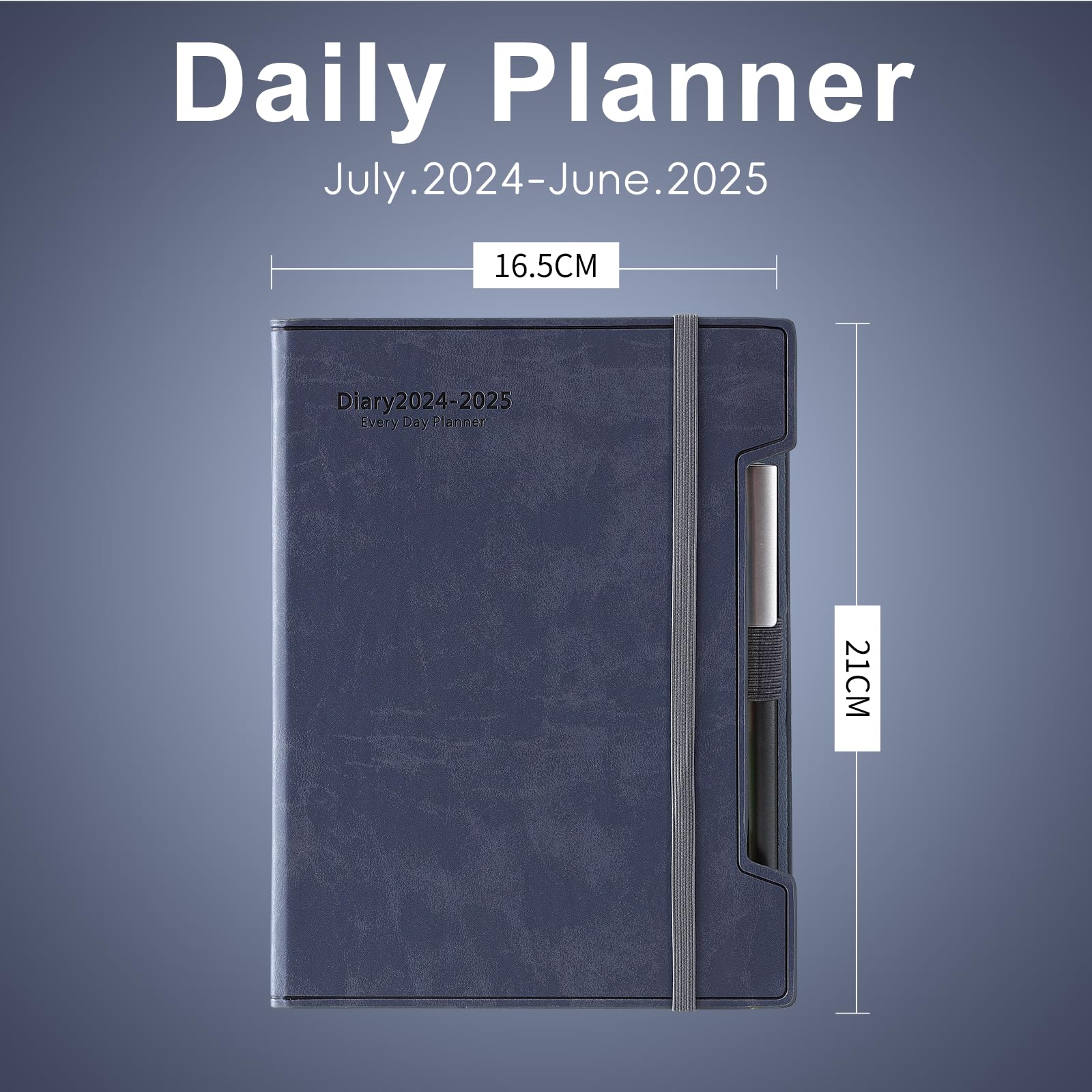 2024-2025 Academic Planner - A5 Daily Diary with Hard Cover, Pen Loop & Stickers | July 2024 to June 2025 Agenda | Perfect for Students, Teachers & Professionals | Back Pocket & Free Pen Included (Blue) | Ideal for School, Office & Personal Organization