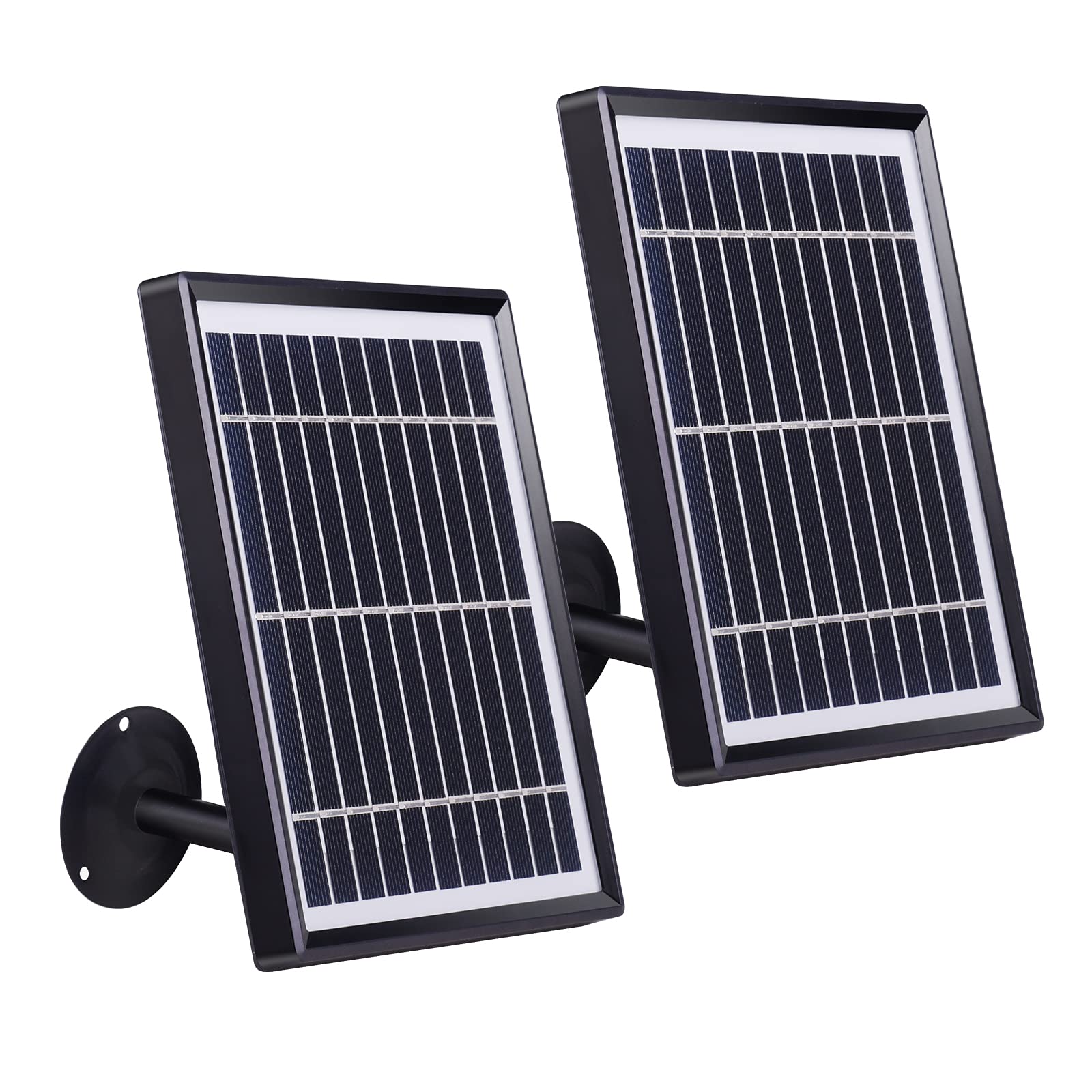 2 Pack Solar Panel for Rechargeable Battery Security Camera - Adjustable Mounting Bracket, 10Ft Micro-USB & Type-C Cable - Plug & Play, Easy Installation, Continuous Charging - Ideal for Outdoor Home Security & Surveillance Systems