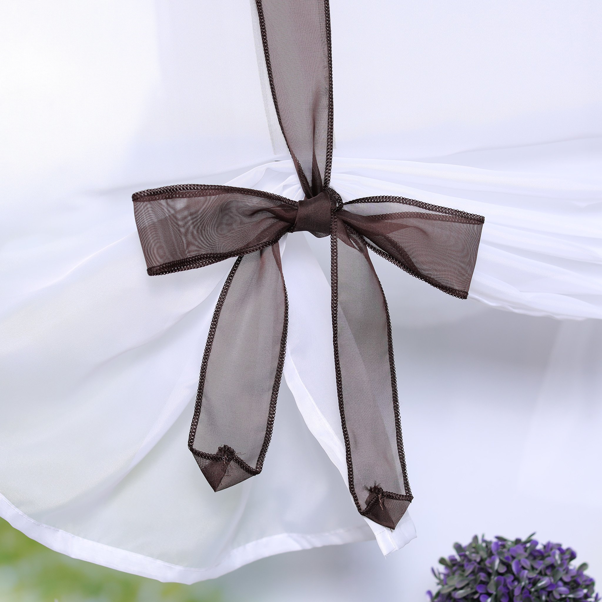 Elegant Balloon Shades with Bowknot Tie-Up - Sheer Voile Roman Window Curtain with Rod Pocket - 1 Panel (Brown, 39