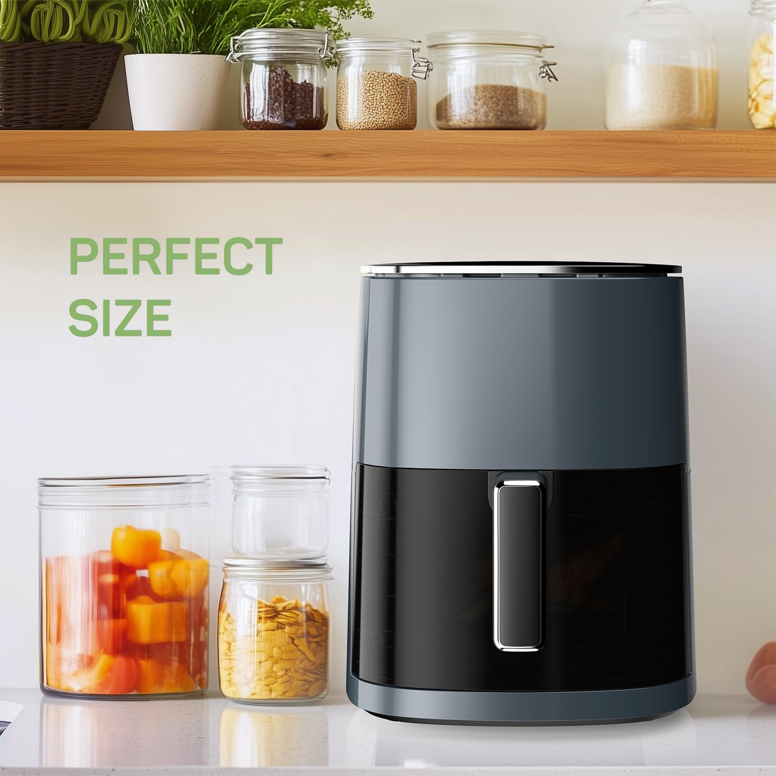 6-Quart Air Fryer with Viewing Window - 12-in-1 Multi-Function for Air Frying, Roasting, Baking, Reheating & Dehydrating | Up to 400°F | Perfect for Healthy Cooking, Meal Prep & Quick Family Dinners