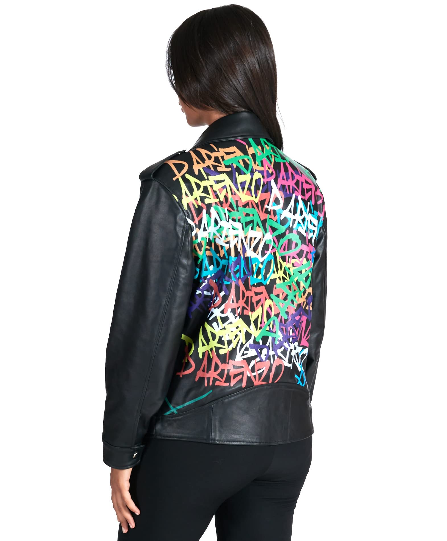 D'Arienzo Black Oversize Biker Jacket for Women - Genuine Italian Leather Custom Laser Motorbike Jacket | Perfect for Motorcycle Riding, Casual Outfits & Fashion Statements