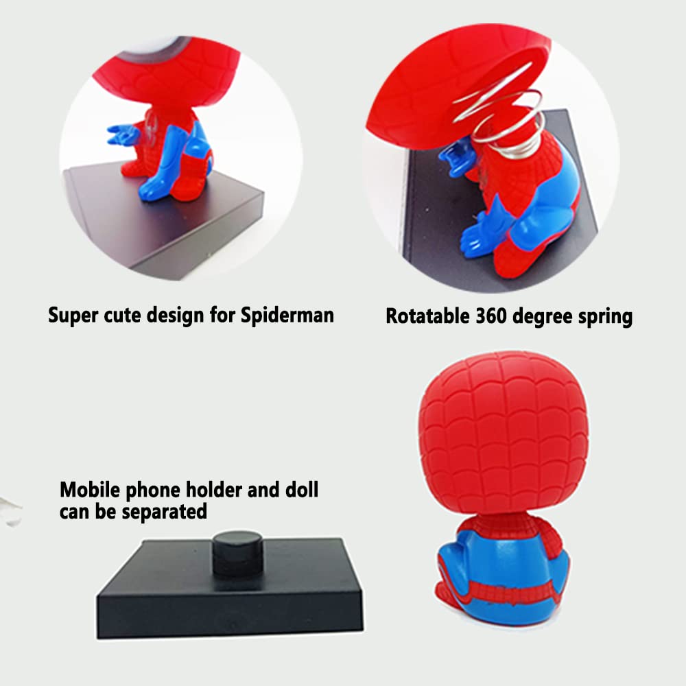 Spider Bobblehead Car Dashboard Decor - Cute Big Hero Silicone Dashboard Toy & Phone Holder for Cars | Perfect for Superhero Fans, Car Enthusiasts, and Fun Interior Accessories