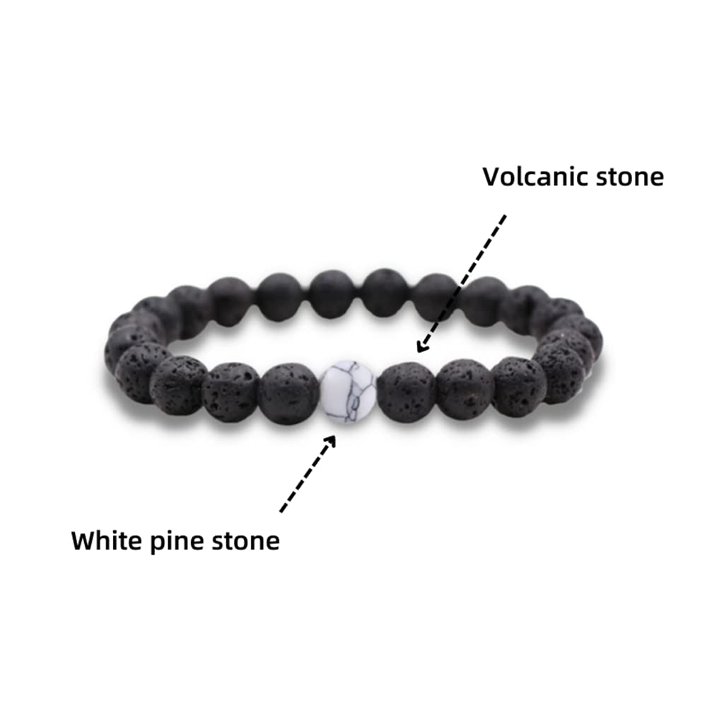 Natural Lava Rock Beads Bracelet Set - Stretchable Adjustable Braided Rope Gemstone Bracelets for Men & Women (4-Piece Set) - Perfect for Yoga, Meditation, Gifts & Everyday Wear