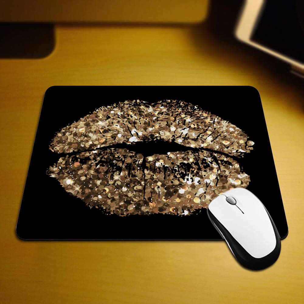 Glamorous Gold Sequin Gaming Mouse Pad - Non-Slip Rubber Base for Computer, Laptop, Office & Home Use - 9.5