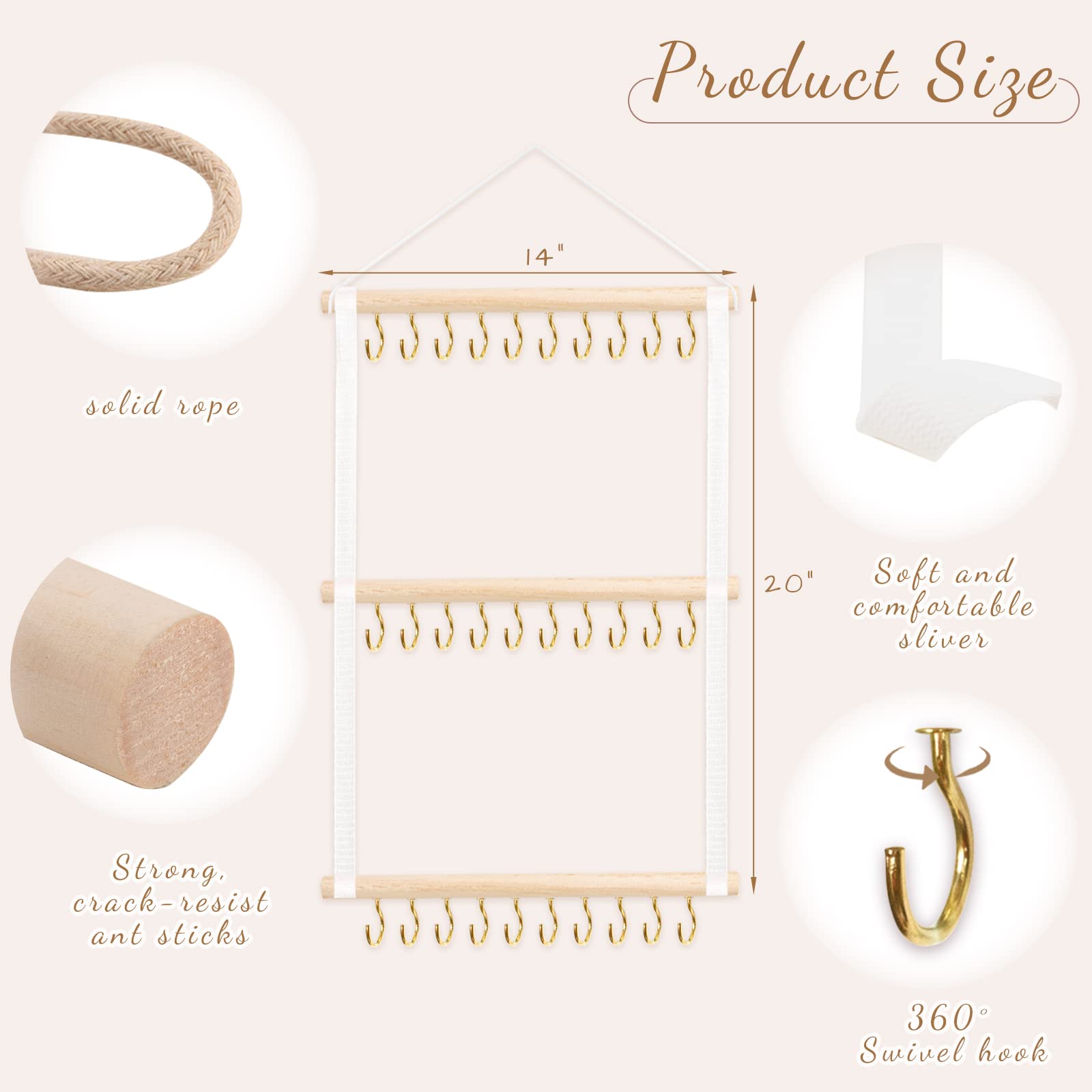 POVETIRE Headband Holder Organizer for Girls & Baby - Wall Mounted Hair Accessories Storage with Hooks - Perfect for Nursery, Toddler Room & Kids Bedroom Decor (Pink) - Keep Hairbands Tidy & Stylish