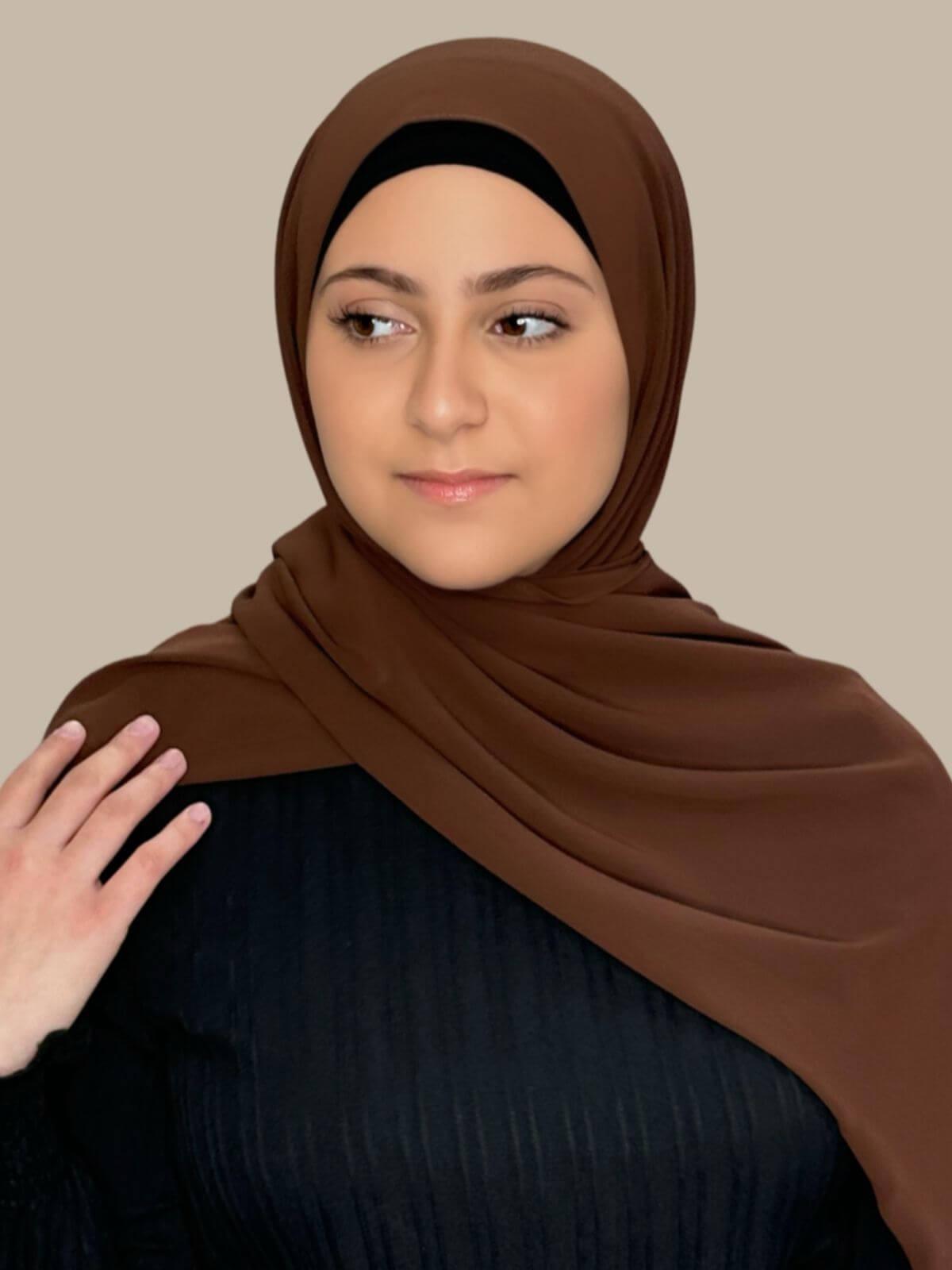 Luxury Chiffon Hijab for Women - Modish Girl Brunette Scarf - Perfect for Daily Wear, Prayer, and Special Occasions