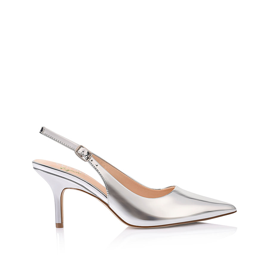 Shayley Slingback Stilettos - Silver Mirror High Heels for Women | Elegant Evening Shoes for Parties, Weddings & Special Occasions