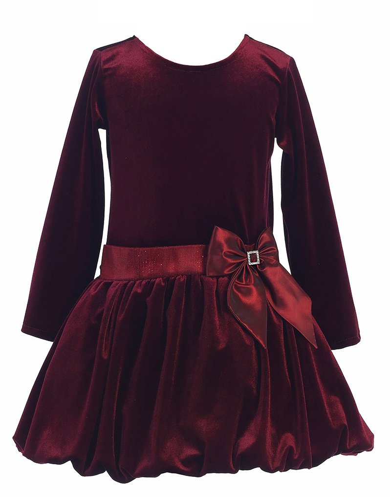 Little Girls Stretch Velvet Bubble Holiday Dress for Fall & Christmas | Ages 2-10 | Perfect for Parties, Family Gatherings & Holiday Photos