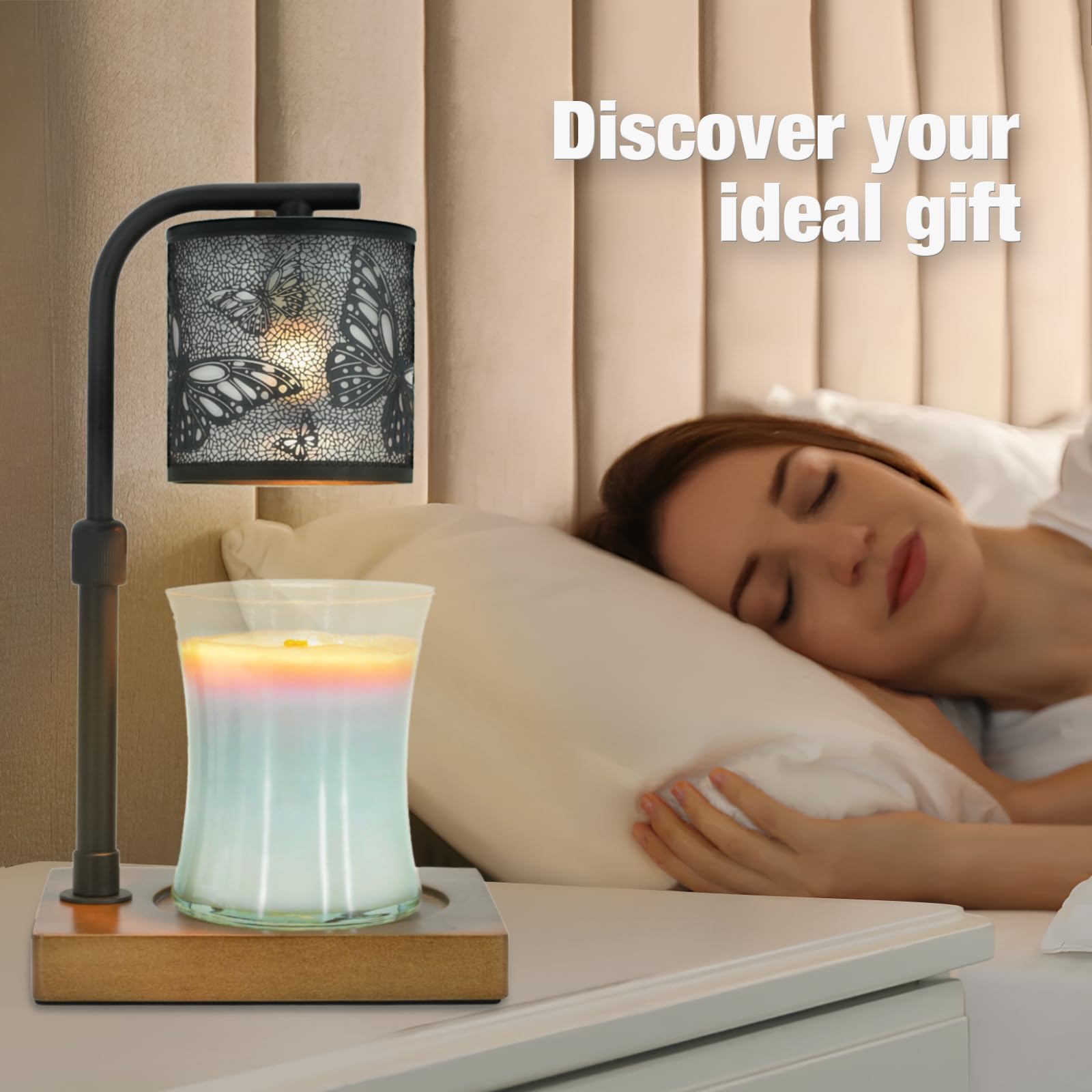 Butterfly Electric Candle Warmer Lamp with Timer - Gift for Women, Mom, Housewarming - Jar Candle Melter with 2 Bulbs - Perfect for Home Decor, Relaxation & Aromatherapy