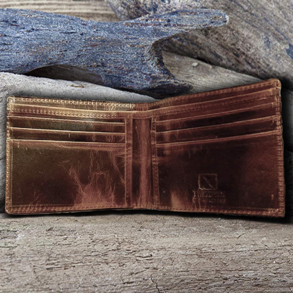 Twisted X B-Fold Genuine Leather Wallet for Men - Slim Brown Bifold Wallet with RFID Protection - Perfect for Everyday Carry, Travel & Business Use