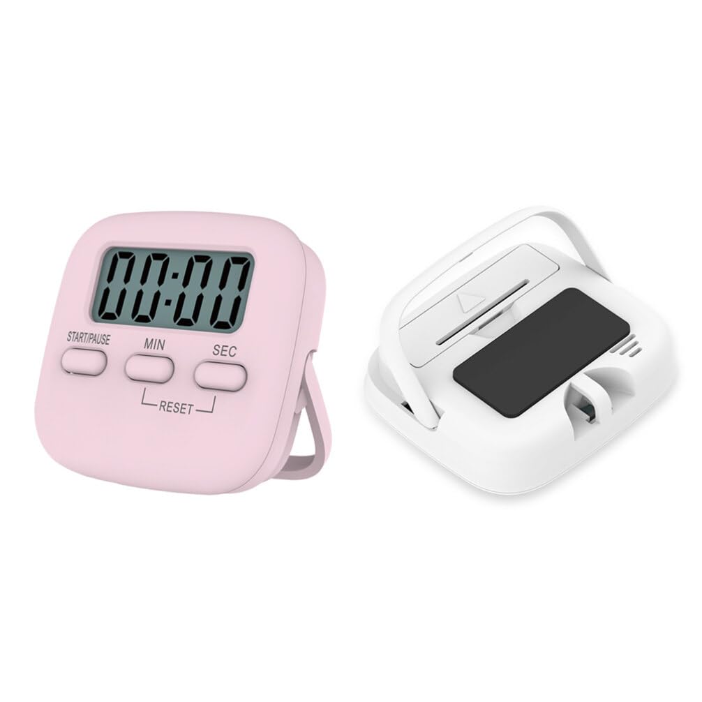 Hemoton Digital Kitchen Timer with Loud Alarm - Large Display, Countdown Stopwatch, Stand & Hanging Hole - Perfect for Cooking, Baking, Gym Workouts, Classroom Teaching, Office Meetings & Bathroom Use (Pink)
