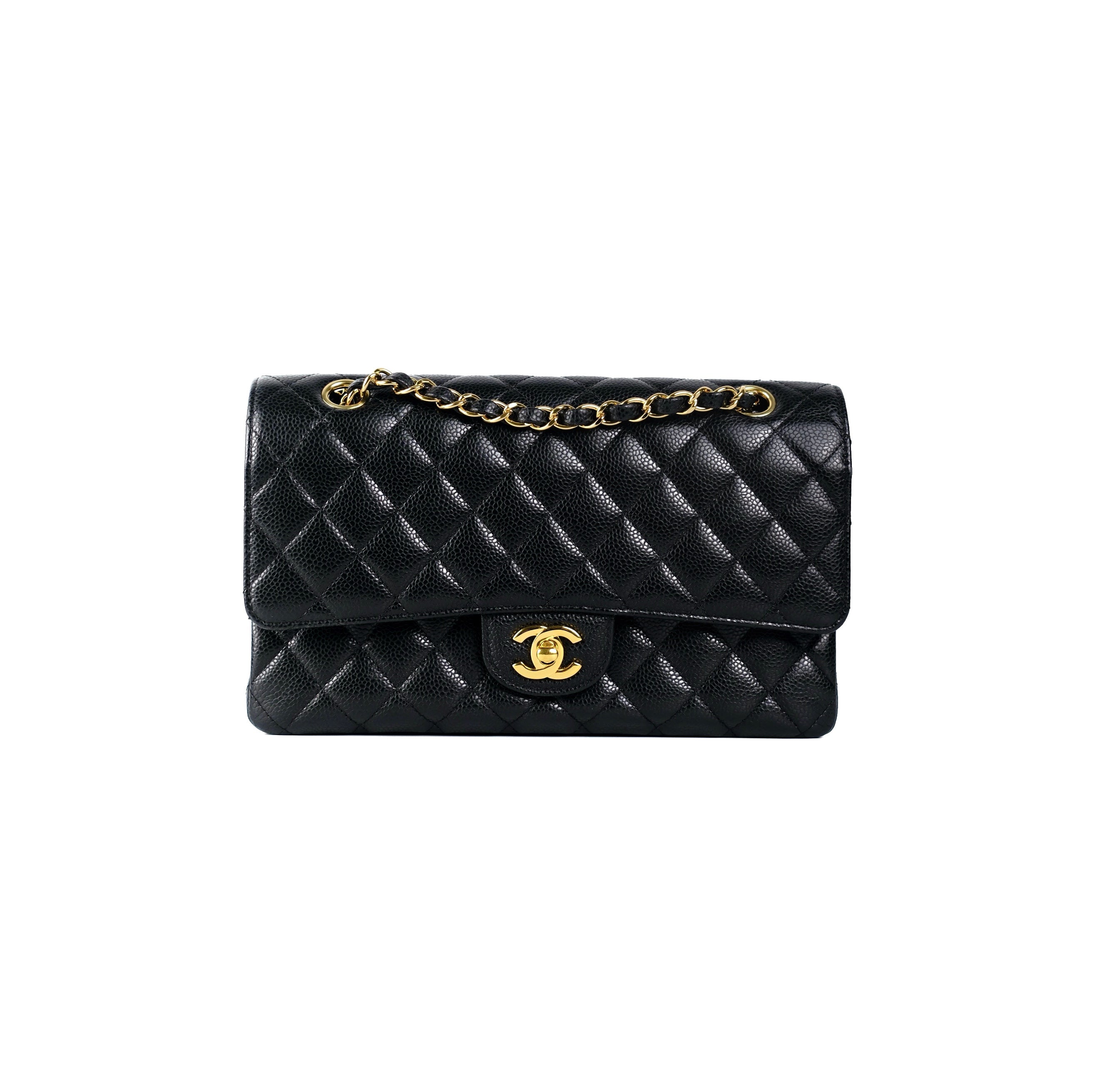 Authentic Chanel Medium M/L Black Caviar Classic Flap Bag 23 Series - Luxury Handbag for Women, Perfect for Parties, Work & Everyday Elegance
