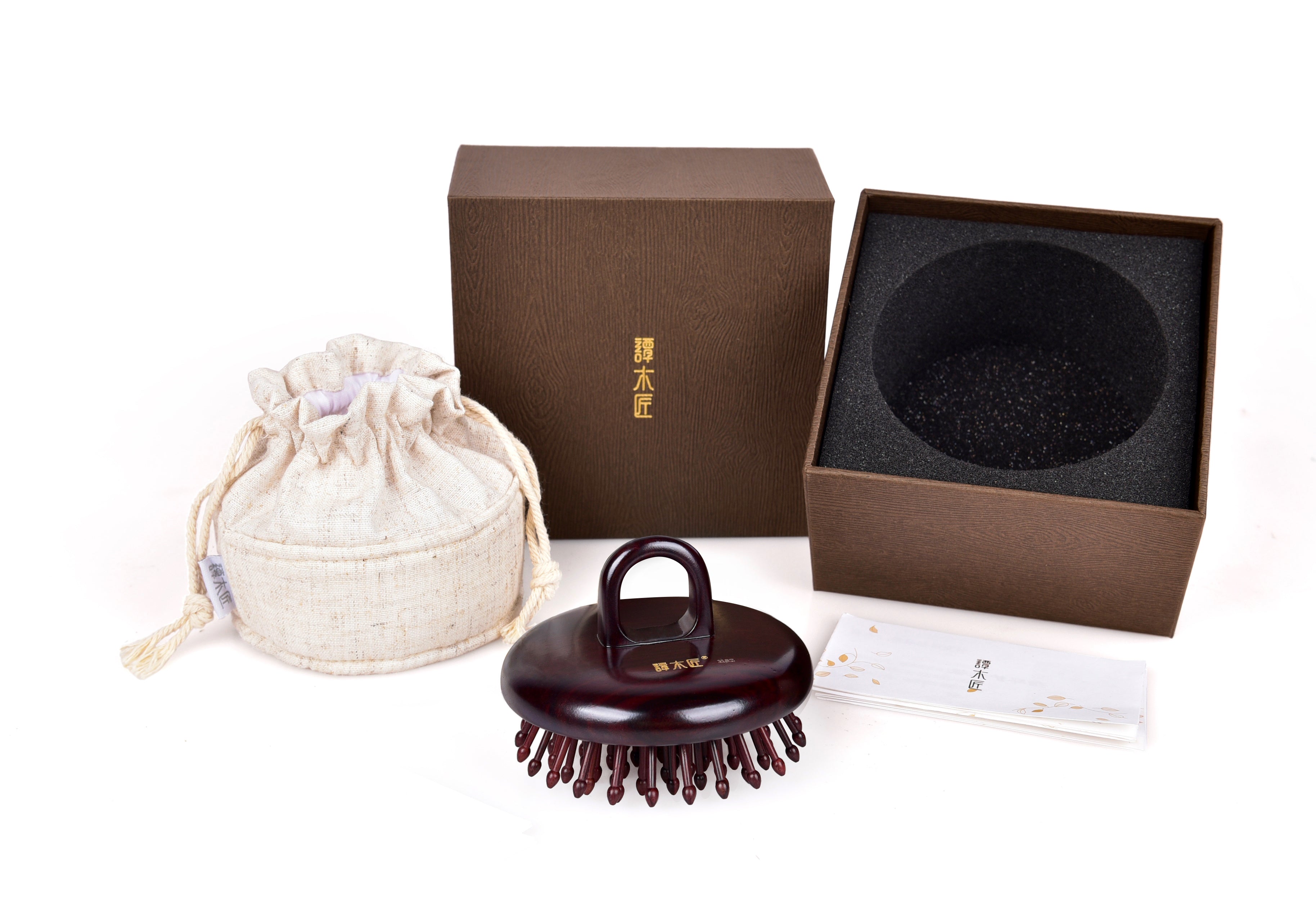 Premium Rosewood Cushion Handheld Hair Brush - Round Shape Detangling Brush for Smooth & Shiny Hair - Perfect for Home, Travel & Salon Use