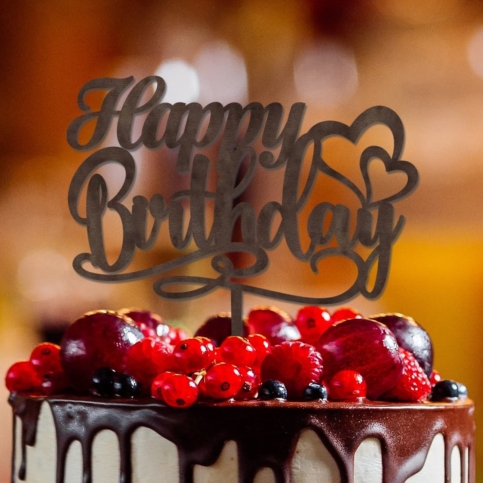 Custom Happy Birthday Wooden Cake Topper - Classic Brown Cake Decorations for Children & Adults - Personalized Name Cake Topper for Birthday Parties, Anniversaries, Baby Showers, Baptisms & Gender Reveal Celebrations | Perfect for Any Age Celebration