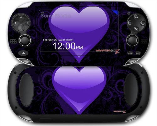 Grunge Purple Glass Heart Decal Skin for Sony PS Vita - Protective Vinyl Sticker for Gaming Accessories, Perfect for Customizing Your Console