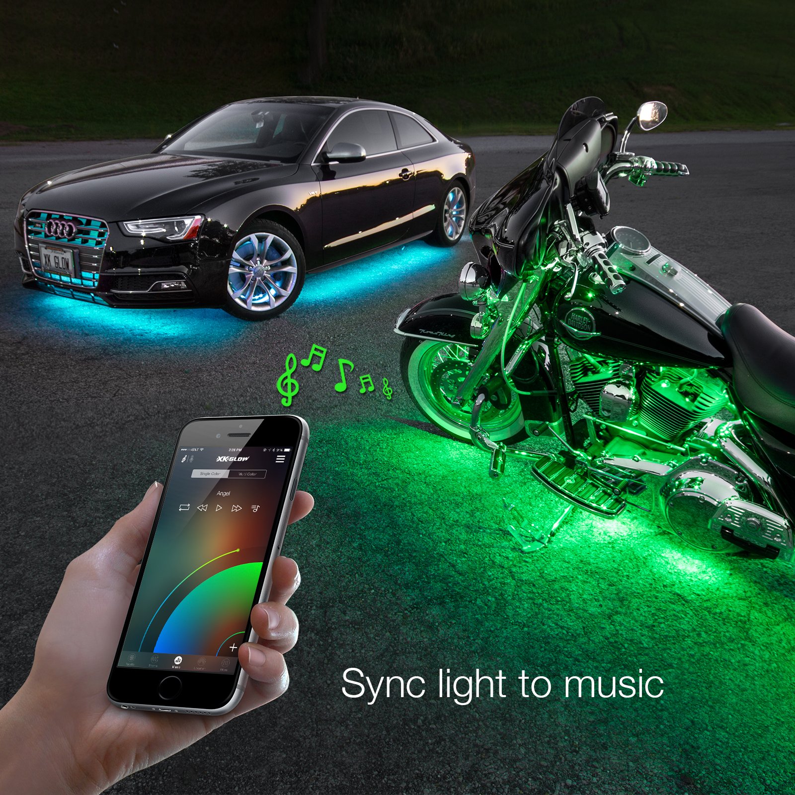 XK-GLOW XK-Chrome-KIT Bluetooth RGB LED Controller - Multi-Color Smartphone App Control for Cars, Trucks & Motorcycles | Universal Underbody Glow Lighting Kit for Night Driving & Car Shows