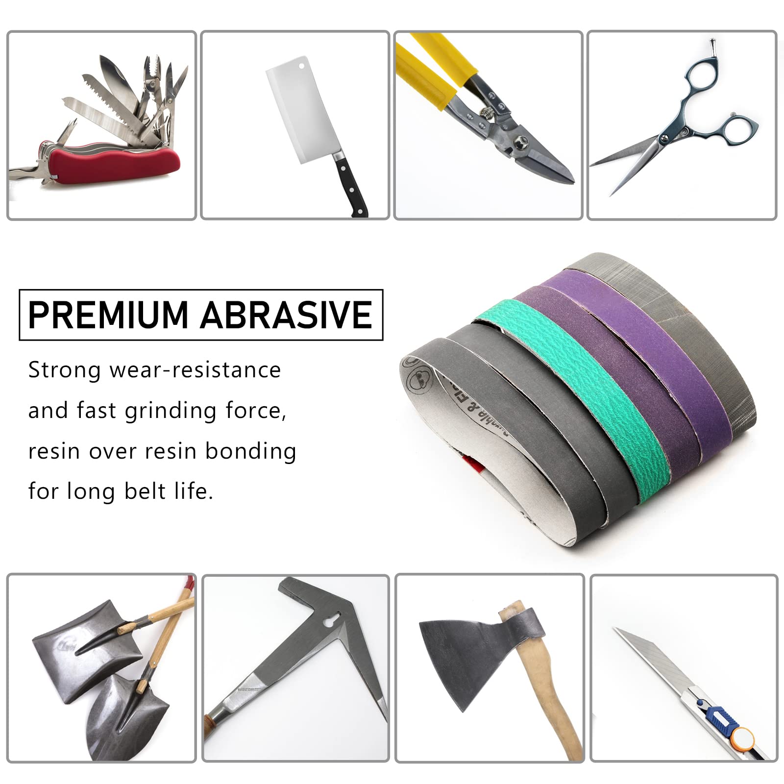 1 x 18 Inch Sanding Belts for Knife Sharpening - 12-Pack Grit Kit (120, 240, 400, 600, 1000, 2500) - Compatible with Work Sharp Blade Grinder & Ken Onion Edition Knife Sharpener - Perfect for DIY Knife Maintenance, Woodworking, and Metal Polishing