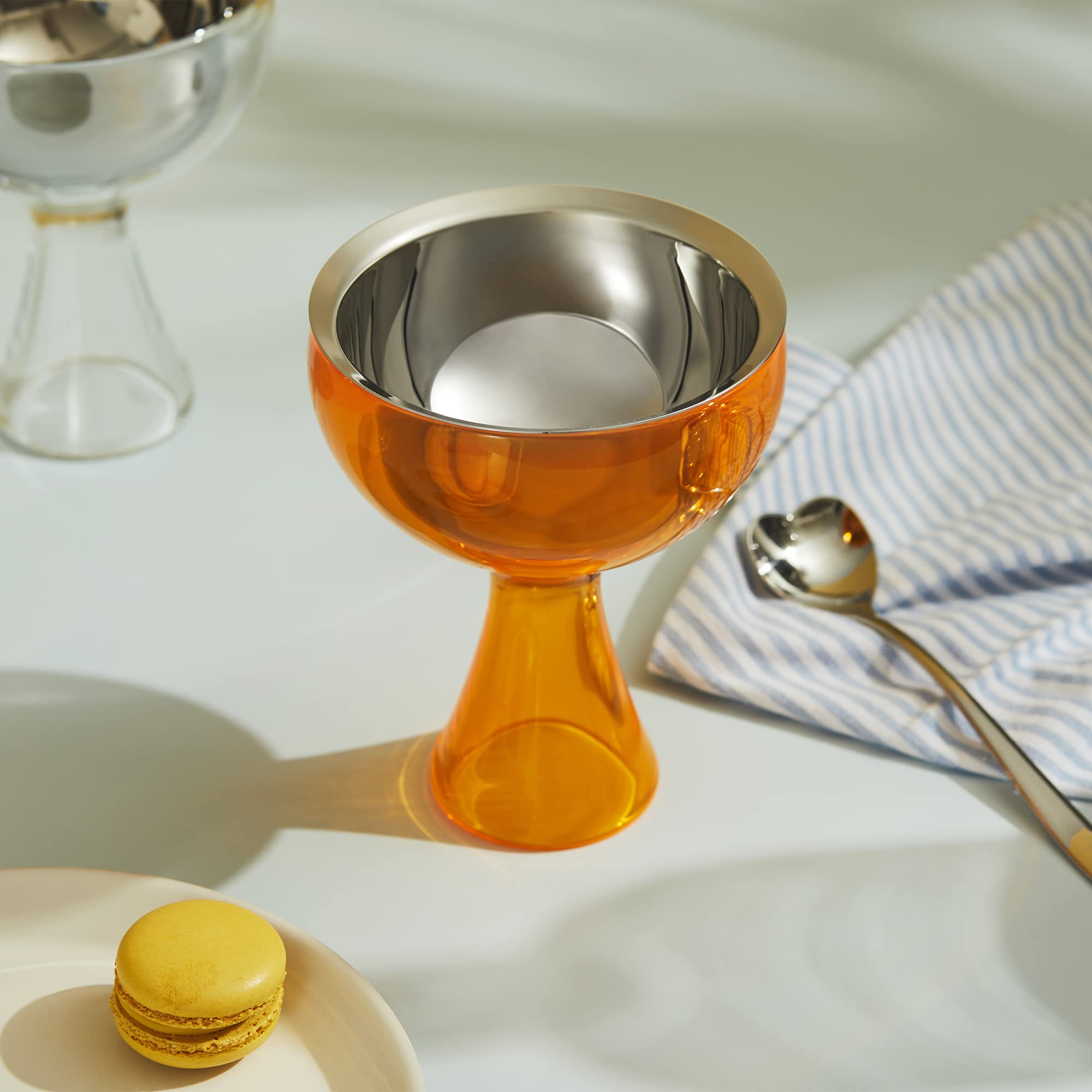 Alessi Big Love Ice Cream Bowl and Spoon Set - Orange Color, Durable Melamine Dessert Dish with Matching Spoon - Perfect for Ice Cream, Gelato, Pudding & Sweet Treats at Home or Parties