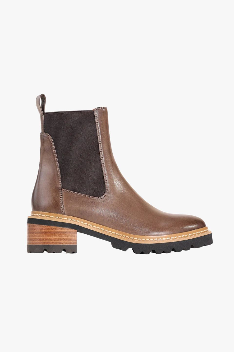 Linear Nocciola Brown Chelsea Elastic Ankle Boots for Women - Comfortable Slip On Winter Booties with Stretch Panel - Perfect for Office, Casual Outfits & Fall/Winter Fashion