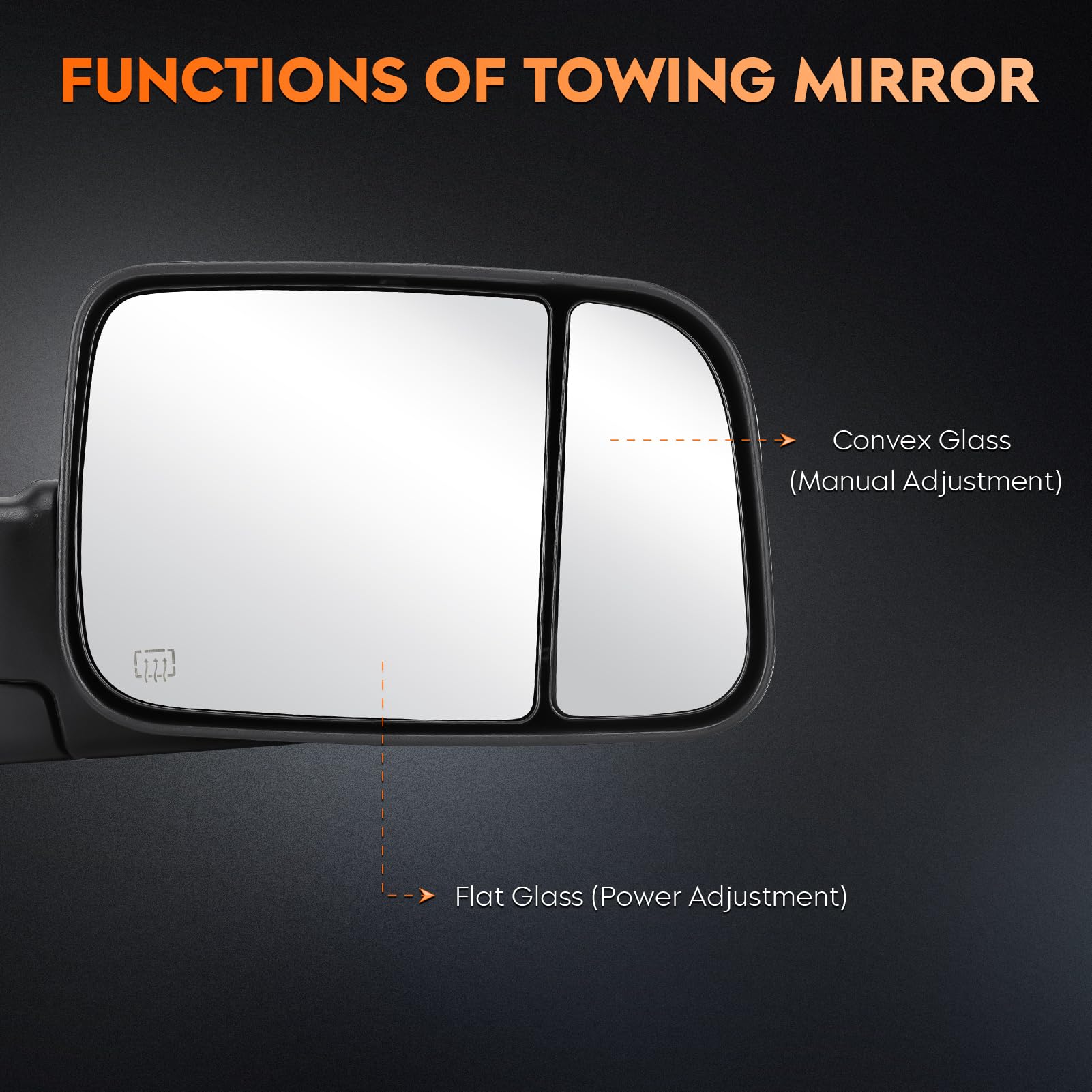 Youxmoto Heated Manual Folding Towing Mirrors for Dodge Ram 1500 2009-2017 & Ram 2500/3500 2011-2017 - Flip Up Tow Mirrors for Pickup Trucks - Perfect for Towing Trailers, Campers & Heavy Loads