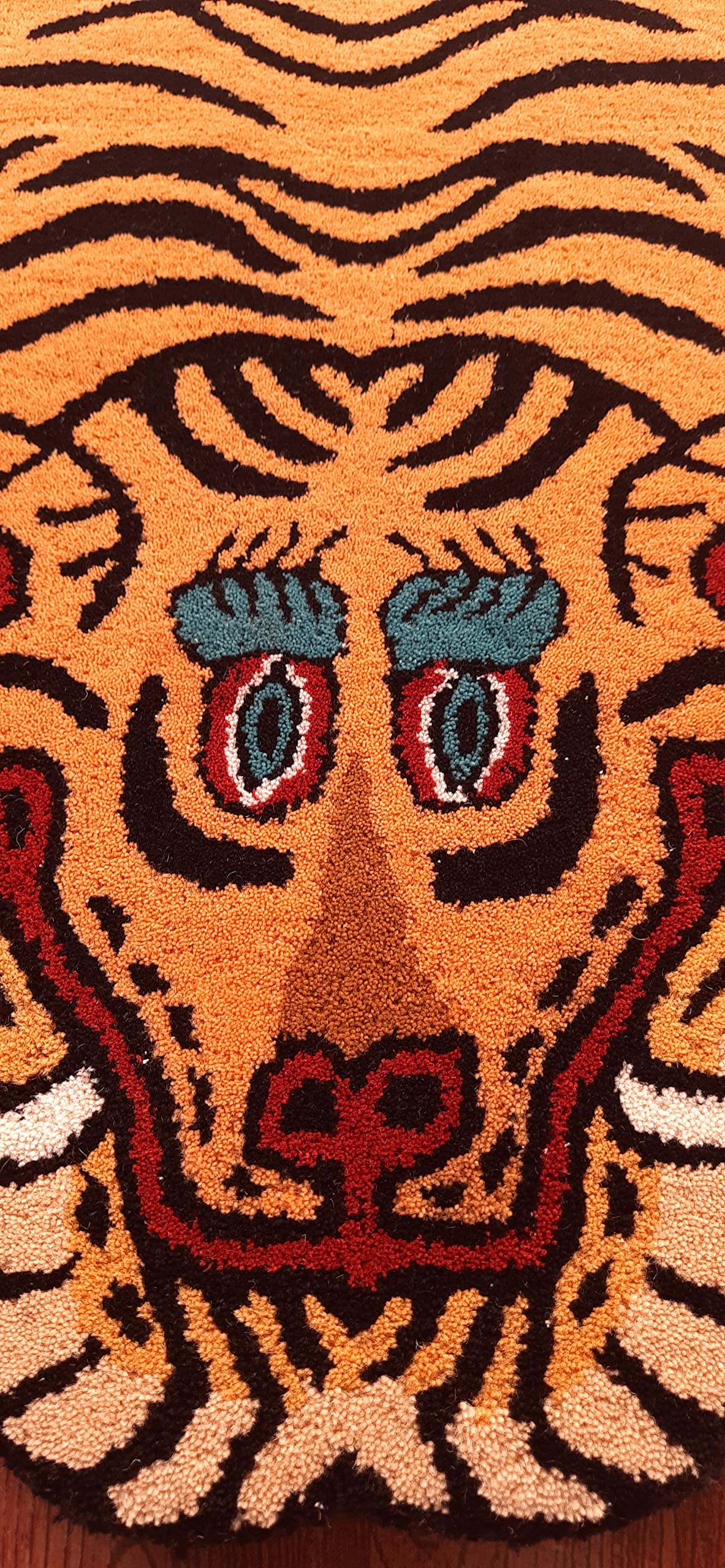 Handmade 3x5 Ft Tibetan Tiger Rug - 100% Wool Tufted Animal Carpet for Living Room, Bedroom & Home Decor - Boho Chic & Modern Style