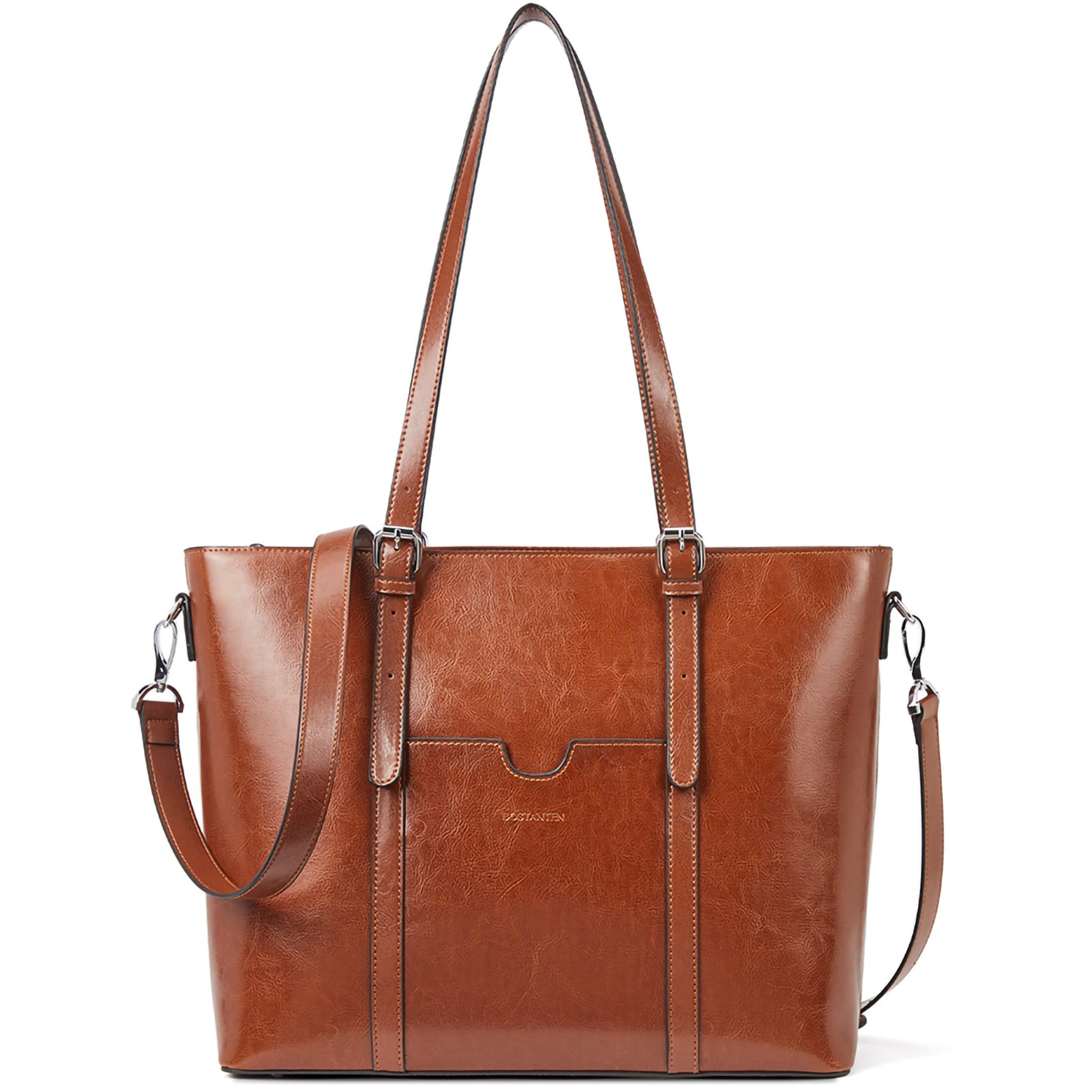 BOSTANTEN Women's Genuine Leather Laptop Tote Bag - Vintage Style 15.6 Inch Professional Work Briefcase & Office Shoulder Handbag for Business Women, Commuting, and Travel Accessories