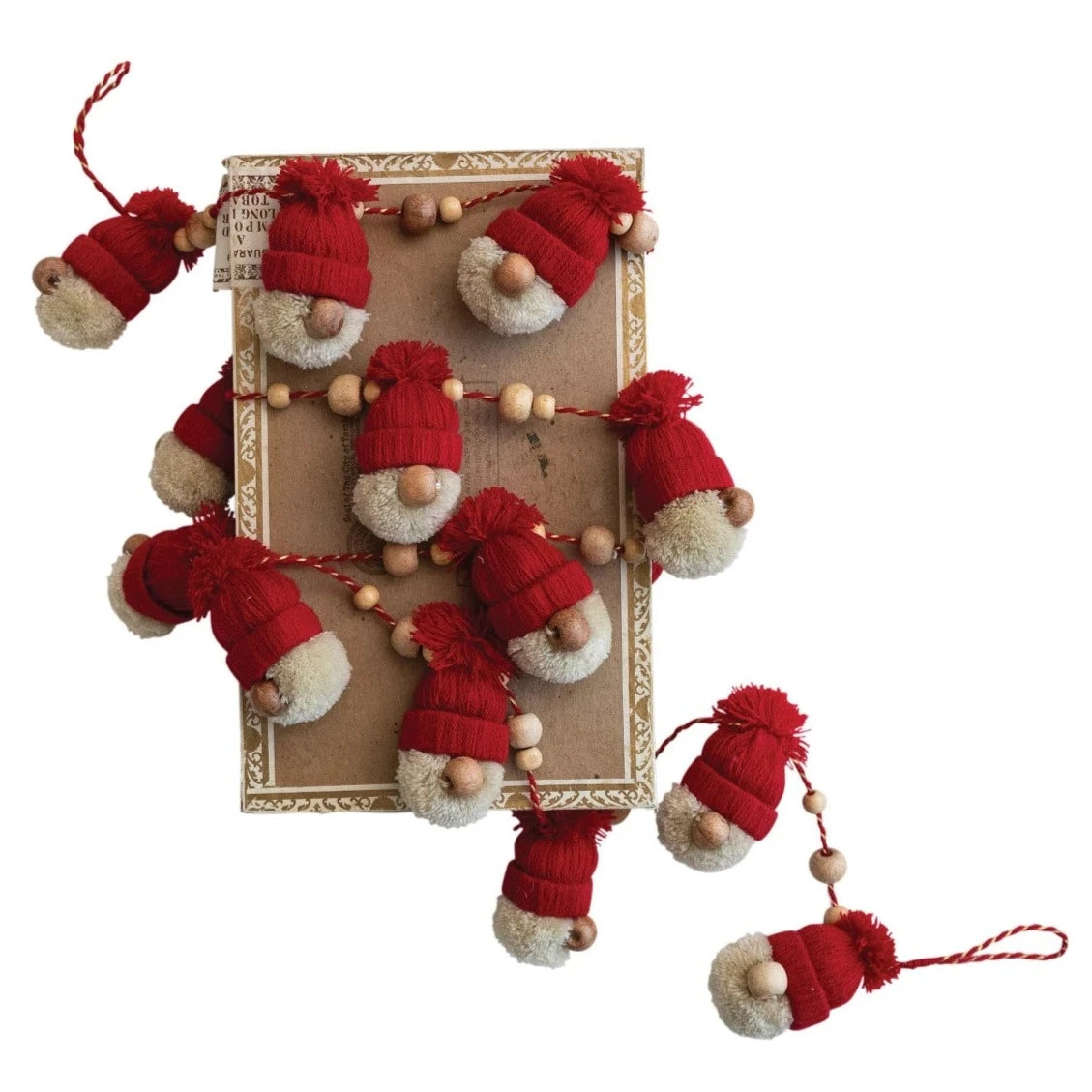 Whimsical Gnome Head with Hat Garland - Perfect for Christmas Tree Decor, Holiday Party, and Festive Home Decoration