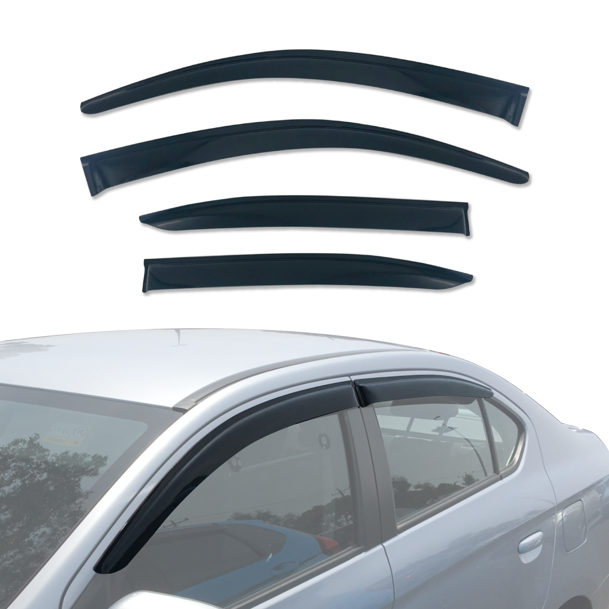 Weather Shields for Mitsubishi Mirage Sedan 2012-2023 | Rain Guards & Window Deflectors | Perfect for All-Weather Protection & Noise Reduction While Driving