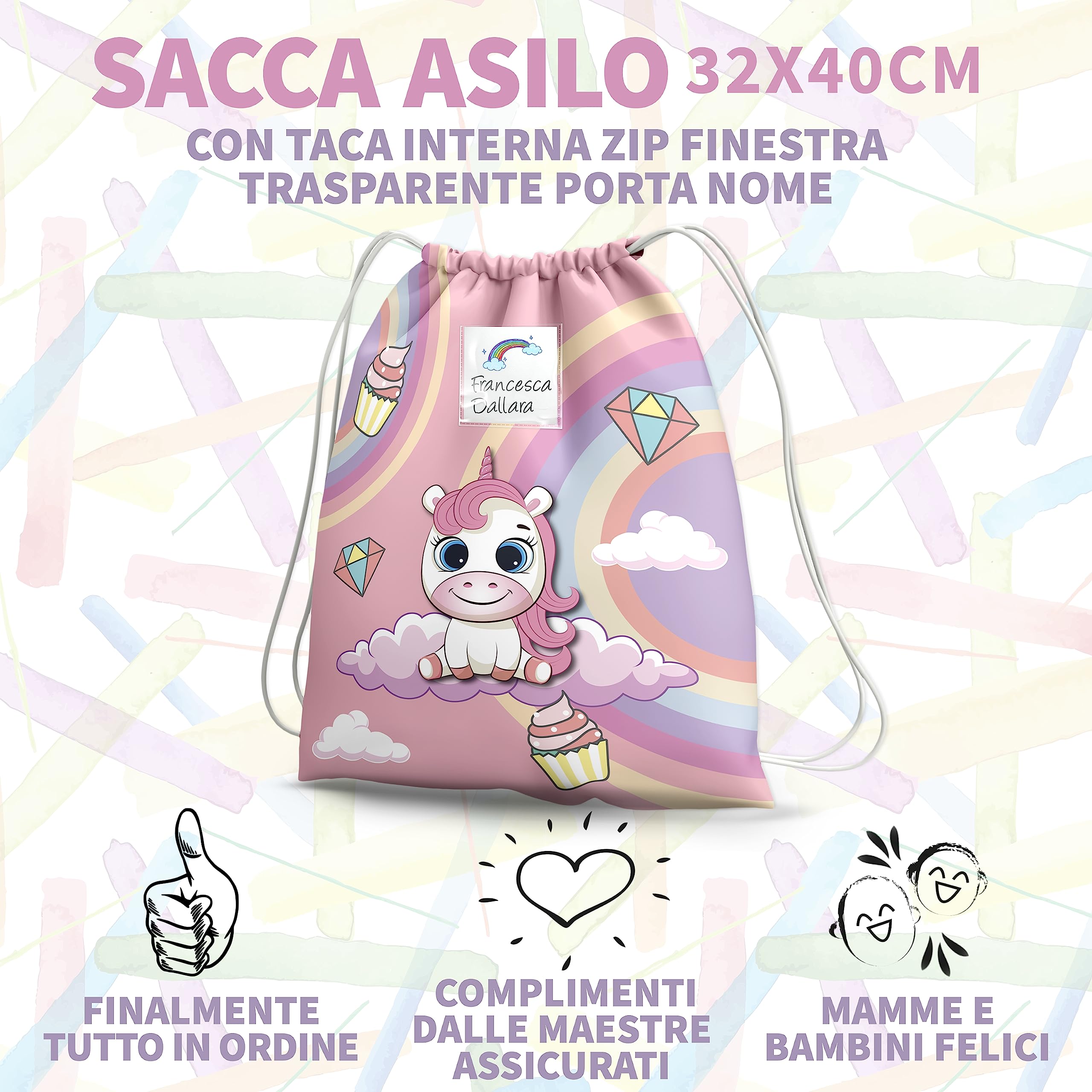 Personalized KAÏDENSÏ Nursery Backpack for Kids - 32 x 40 cm Baby Daycare Bag with 20 x 10 cm Inner Pocket | Perfect for Preschool, Travel & Daycare Essentials Organization