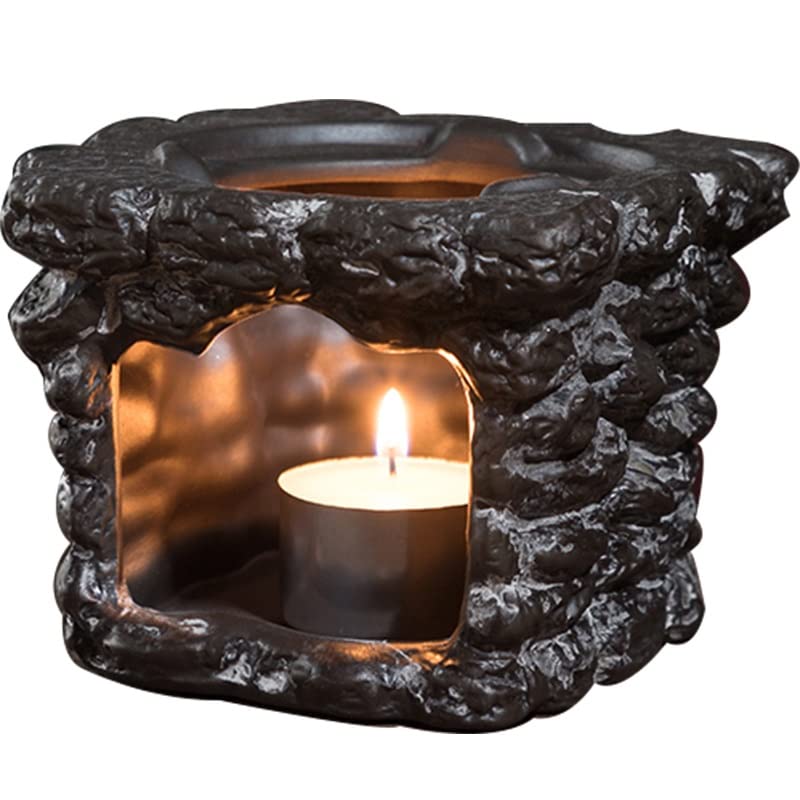Ceramic Tea Warmer Candle Holder - Simple Design Coffee & Tea Pot Heater for Milk Tea, Romantic Home Decor (Black) - Perfect for Cozy Evenings, Tea Parties & Gift Giving