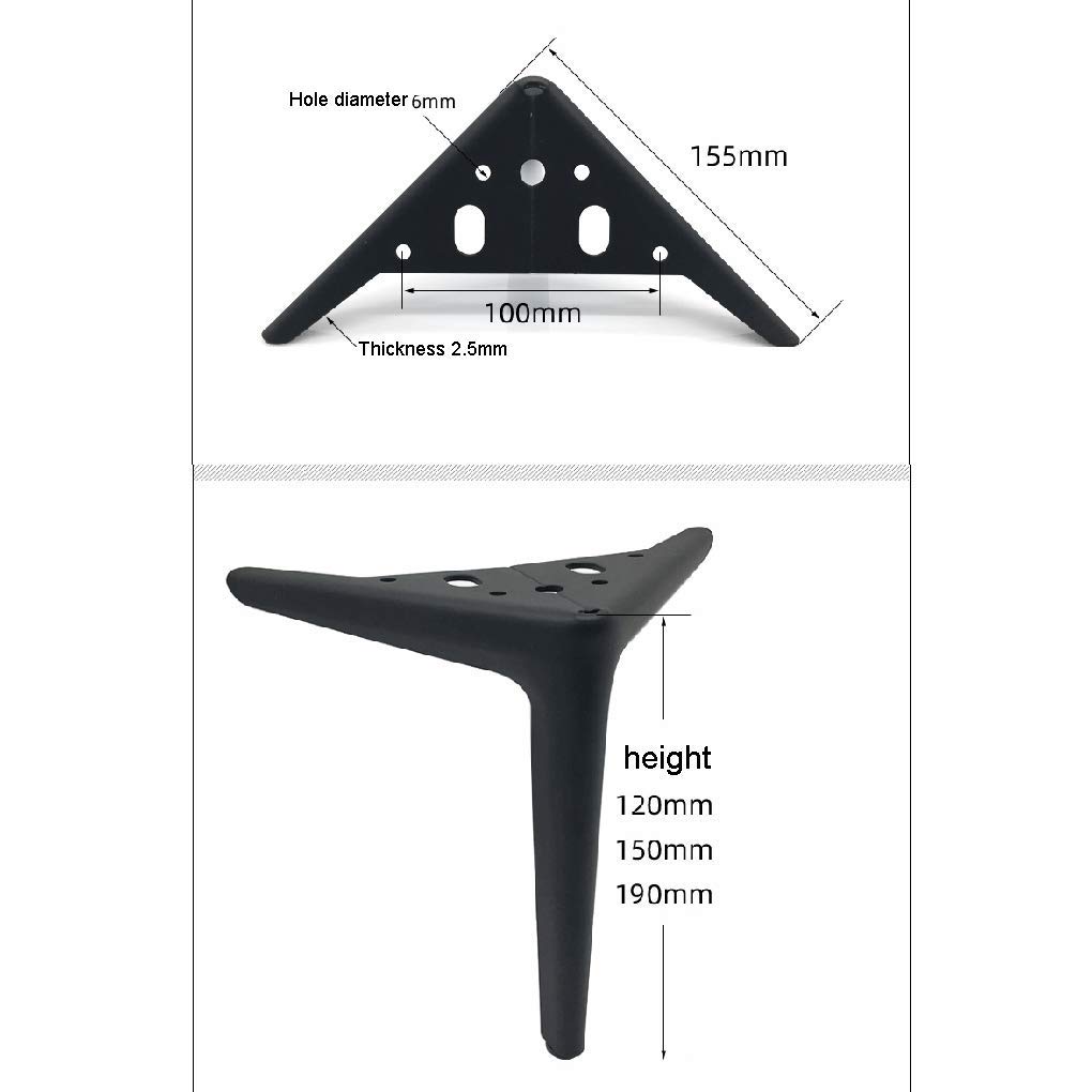 4 Pack Wrought Iron Furniture Legs - 15cm Black Metal Table Legs, Desk Legs, Sofa Bed Legs & Cabinet Feet Replacement - Heavy Duty Furniture Risers for Living Room, Office, Kitchen & Dining Room