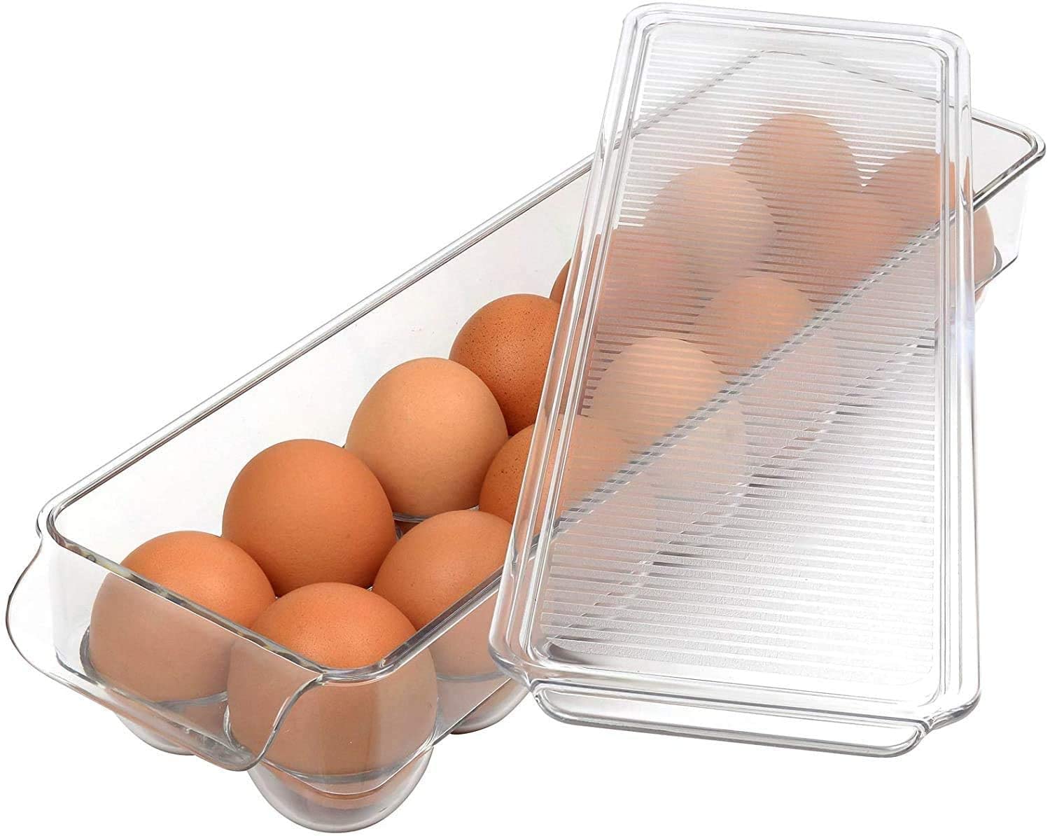 Kienlix Clear Acrylic Egg Storage Box with Lid & Handles - 14 Slot Refrigerator Egg Tray | Unbreakable & BPA-Free | Perfect for Kitchen Organization, Farm Fresh Eggs, and Refrigerator Storage