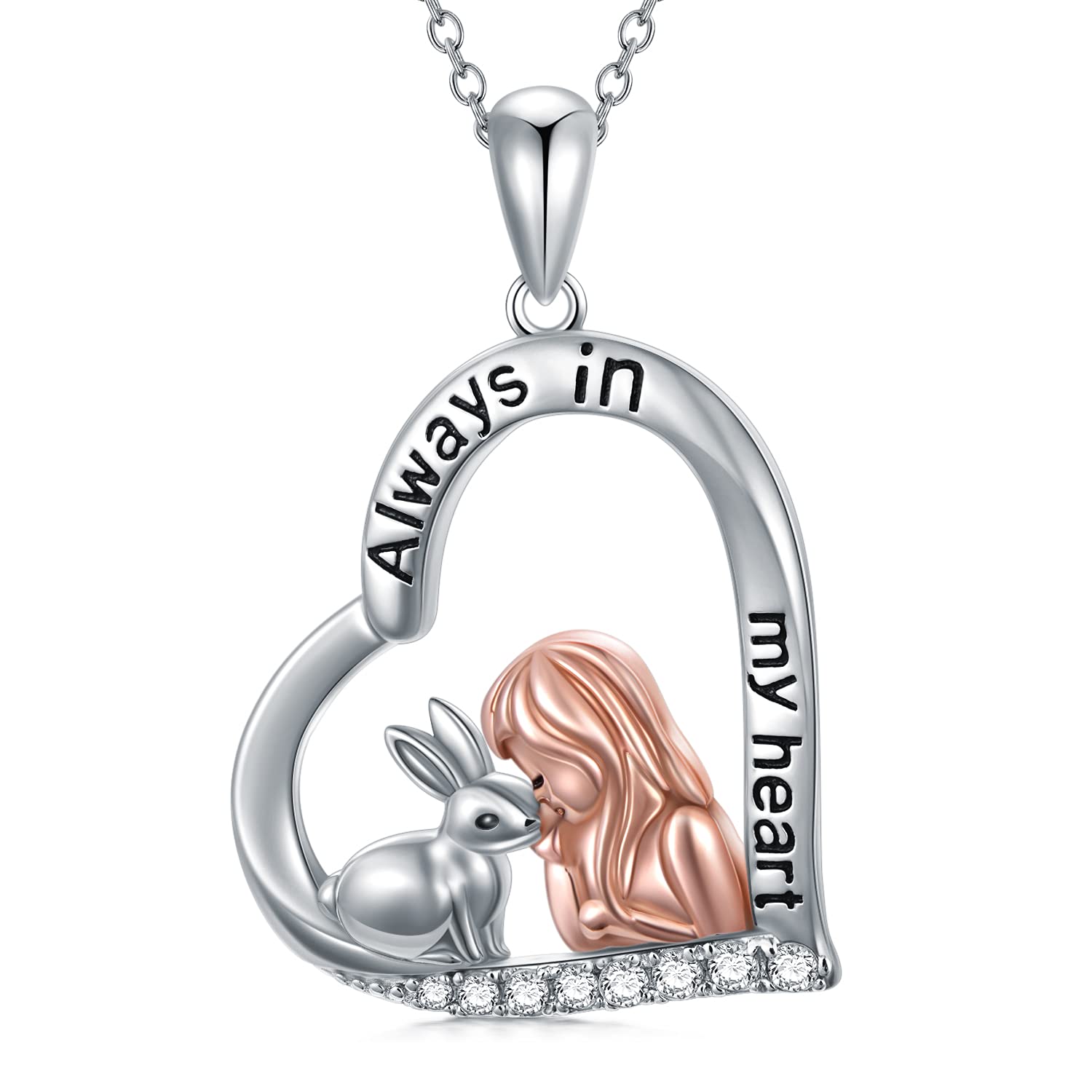 Sterling Silver Rabbit Heart Pendant Necklace - Cute Bunny Jewelry Gift for Women, Daughter, Girlfriend | Perfect for Valentine's Day, Birthday, Anniversary & Everyday Wear