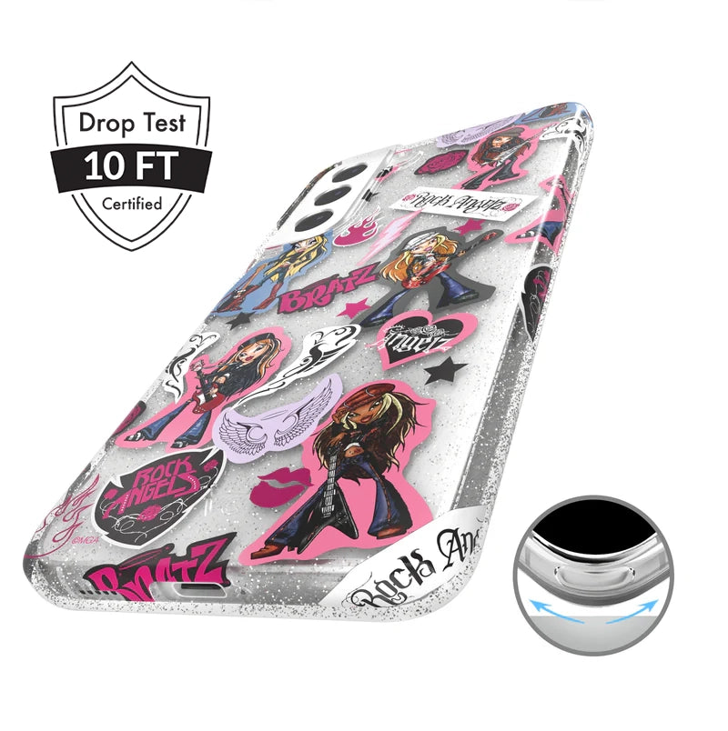 Bratz Rock Angelz Glitter Samsung Phone Case - Trendy Protective Cover for Galaxy S21/S20/Note 20 - Perfect for Teens, Fans, and Fashion Lovers