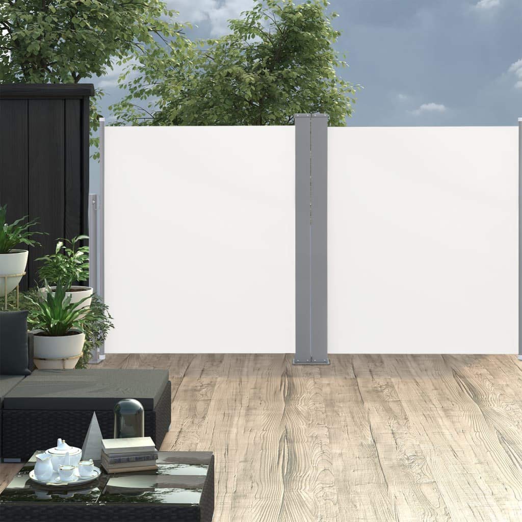HLLNME Retractable Side Awning - Double Layer Waterproof Patio Screen & Room Divider in Black for Privacy - Perfect for Garden, Outdoor, Patio, Terrace & Backyard Use