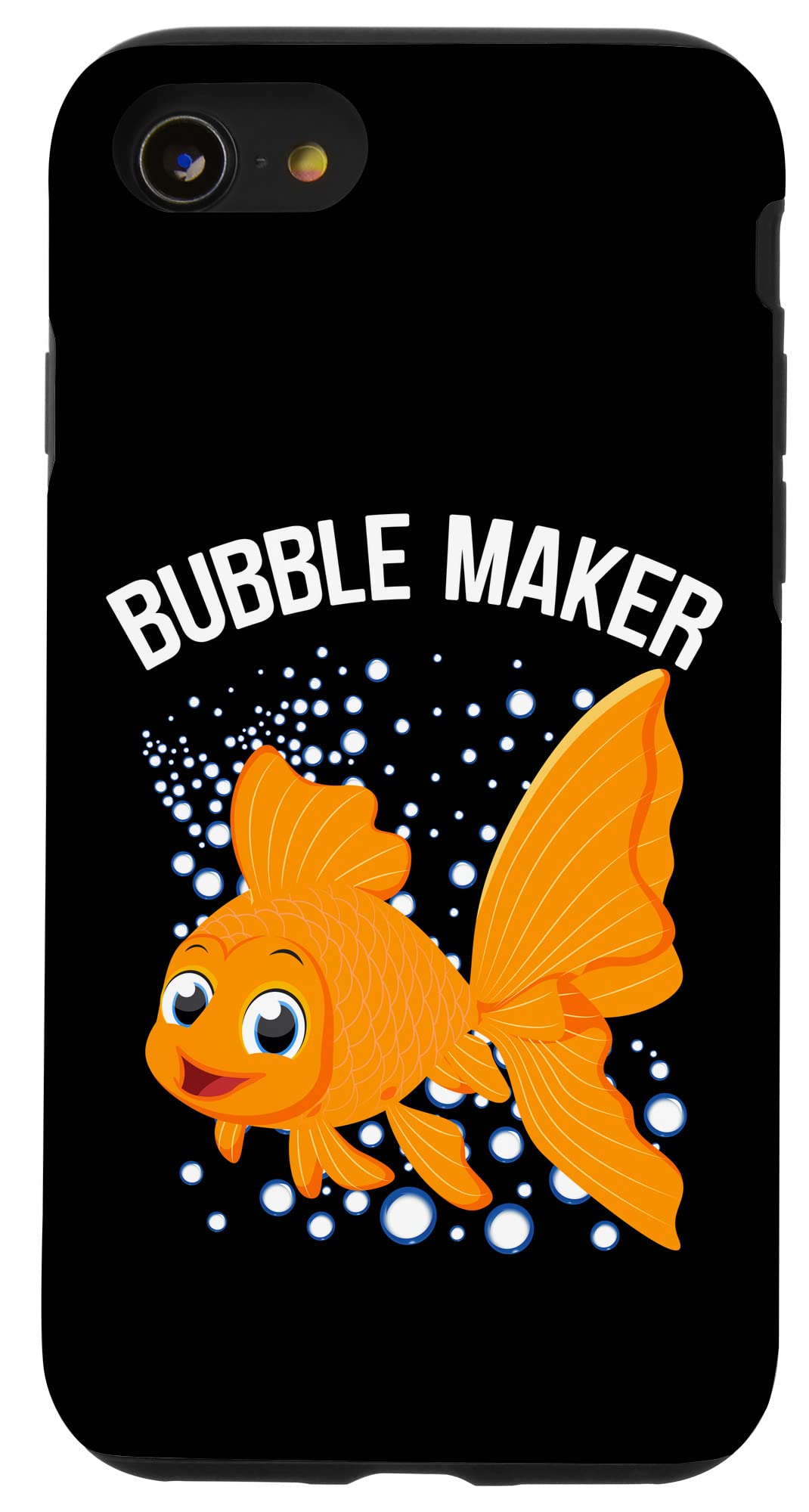 iPhone SE (2020) / 7 / 8 Cute Goldfish Bubble Maker Case - Orange Pet Fish Design Protective Phone Cover for Fishing Enthusiasts & Animal Lovers