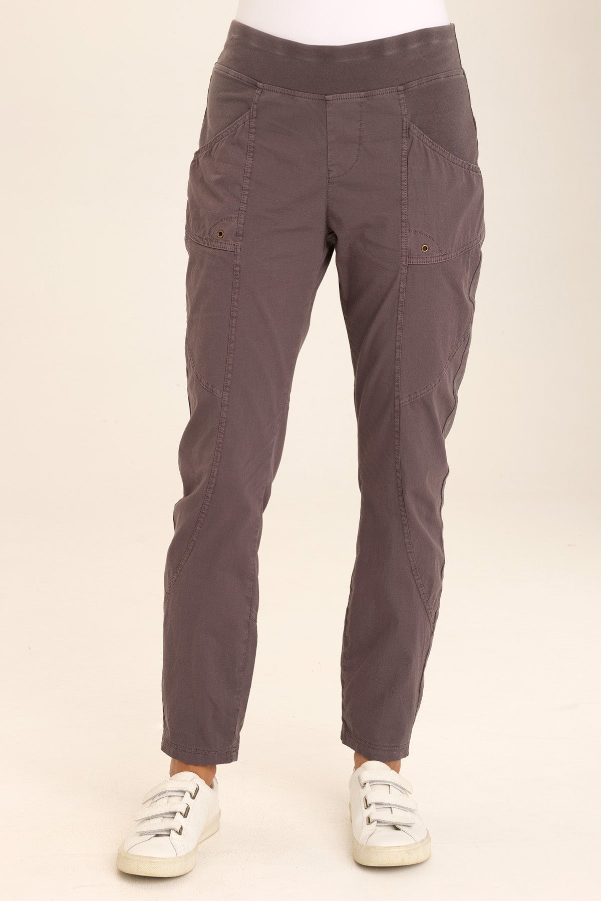 Dalia Women's High-Waisted Charcoal Gray Pants - Comfortable Stretch Work Pants for Office, Business Casual & Everyday Wear