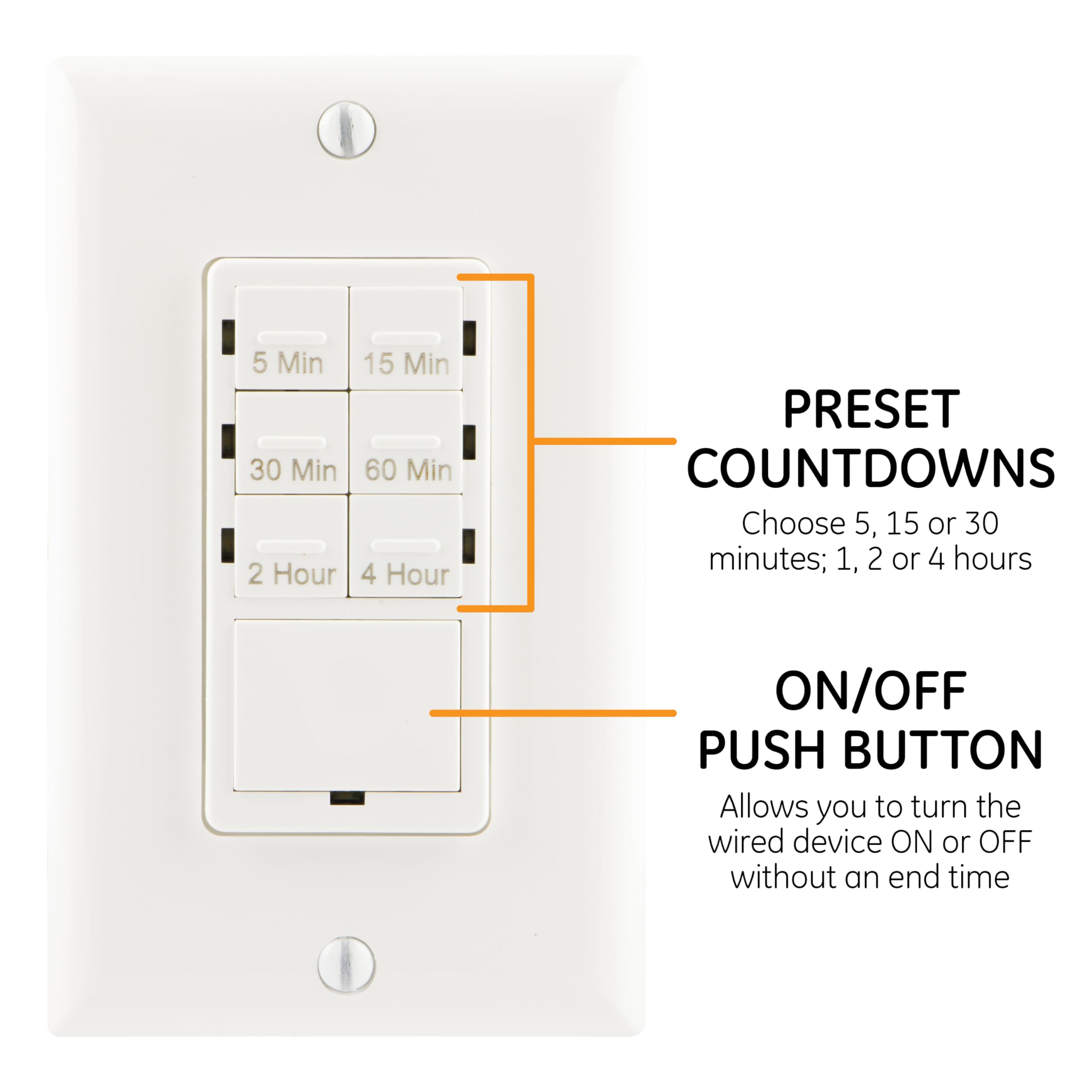 GE 6-Option In-Wall Countdown Timer Switch - Programmable Digital Timer for Lights, Fans & Appliances | Perfect for Home Automation, Energy Saving & Smart Lighting Control