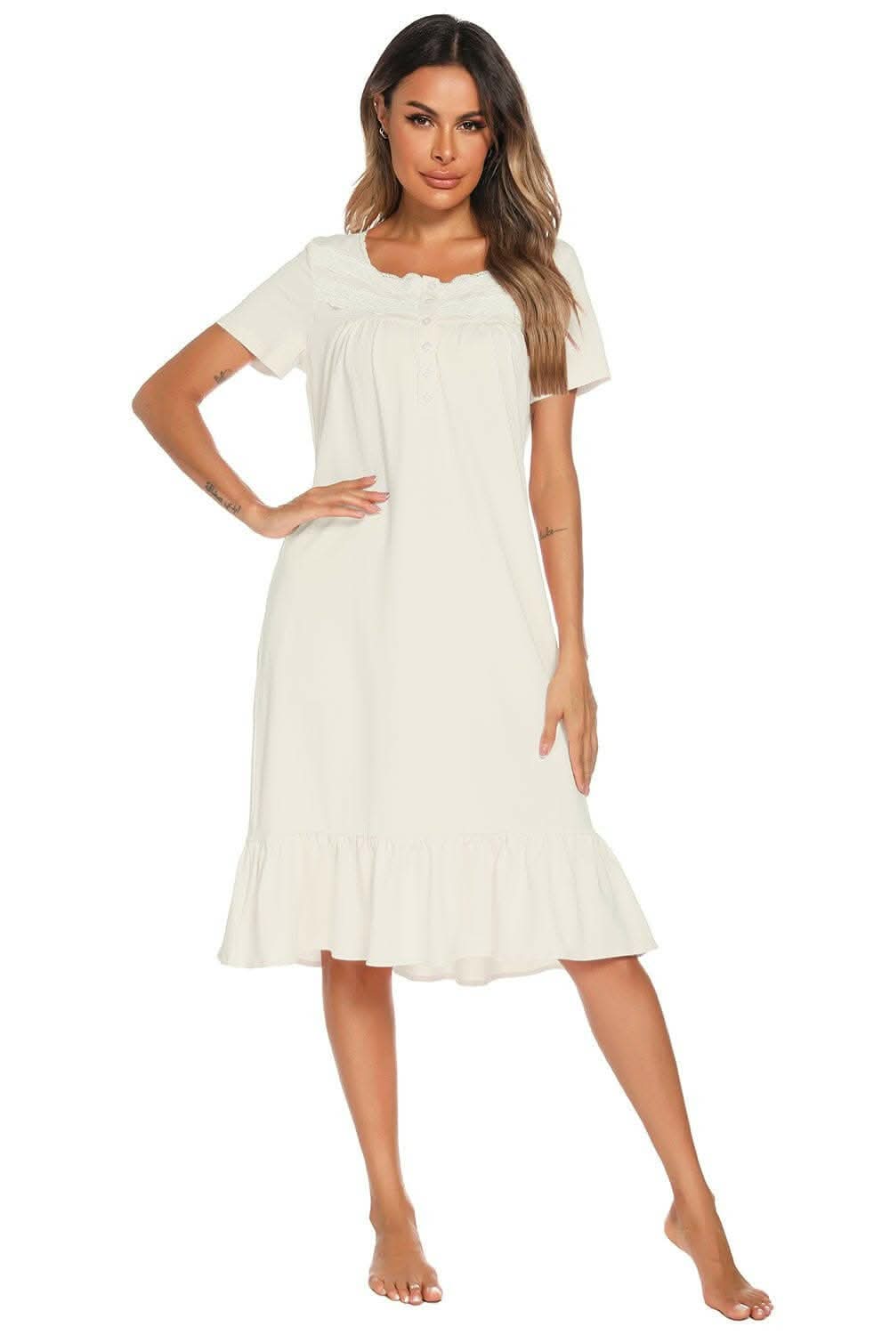 Elegant Square Neck Lace Trim Dress for Women - Perfect for Weddings, Parties & Special Occasions