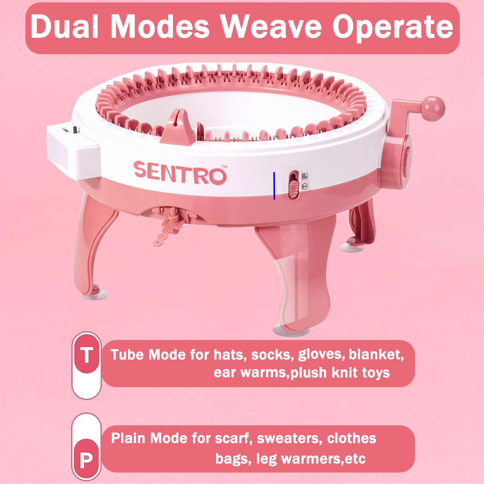 Sentro 48 Needle Knitting Loom Machine with Row Counter - Automatic Circular Knitting Machine for Adults & Beginners - Complete Kit for Making Hats, Scarves, Socks & Gloves - Perfect for DIY Crafts, Handmade Gifts & Home Knitting Projects