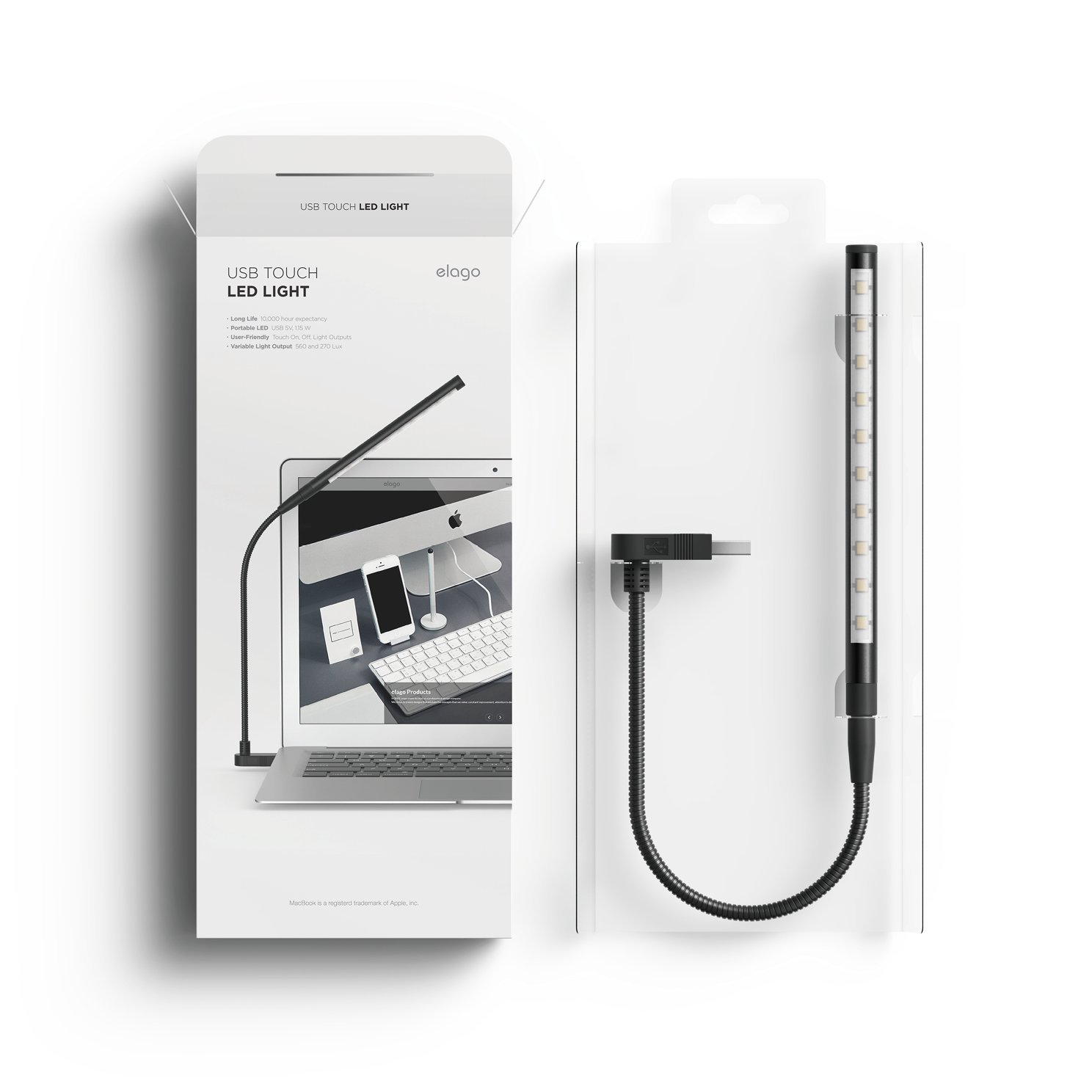 elago Flexible USB LED Desk Lamp - Adjustable Gooseneck Light for Laptop, Computer, Office, Reading & Night Light (Ideal for Home Office, Study, Gaming Setup & Bedside Lighting)