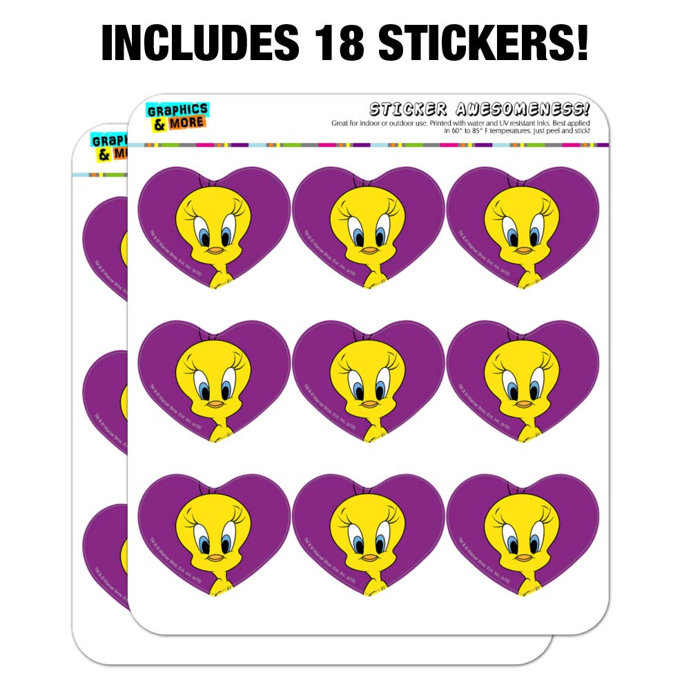 Looney Tunes Tweety Bird Heart Shaped Planner Stickers - Cute Scrapbook Decals for Bullet Journals, DIY Crafts, and School Supplies - Perfect for Valentine's Day, Birthday Gifts, and Party Favors