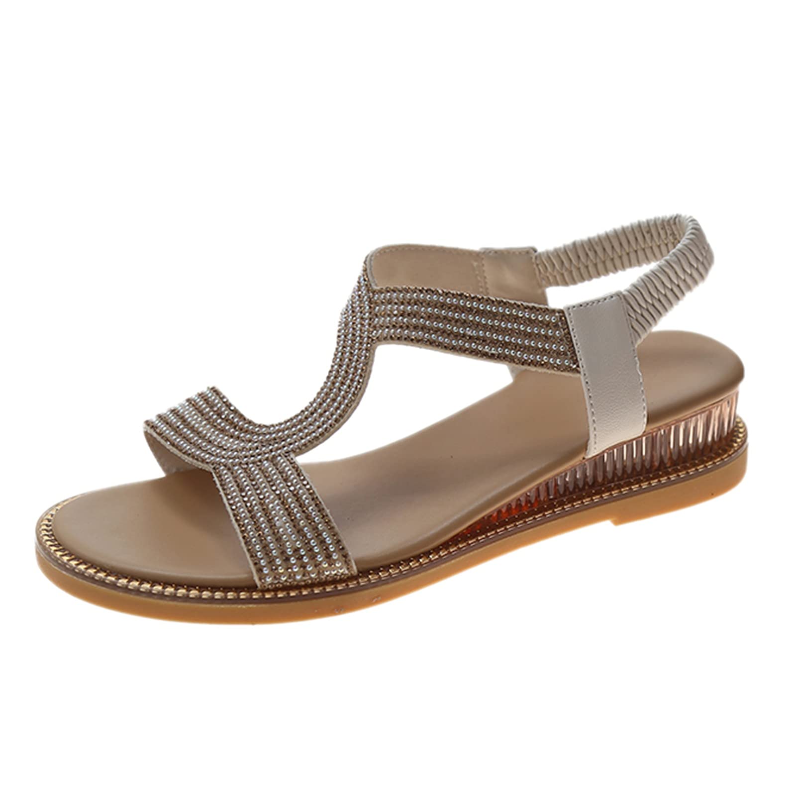 TUSANG Women's Lace Up Flat Sandals with Ankle Strap - Comfortable Non-Slip Summer Beach Slippers for Casual Wear, Walking & Vacation Outfits