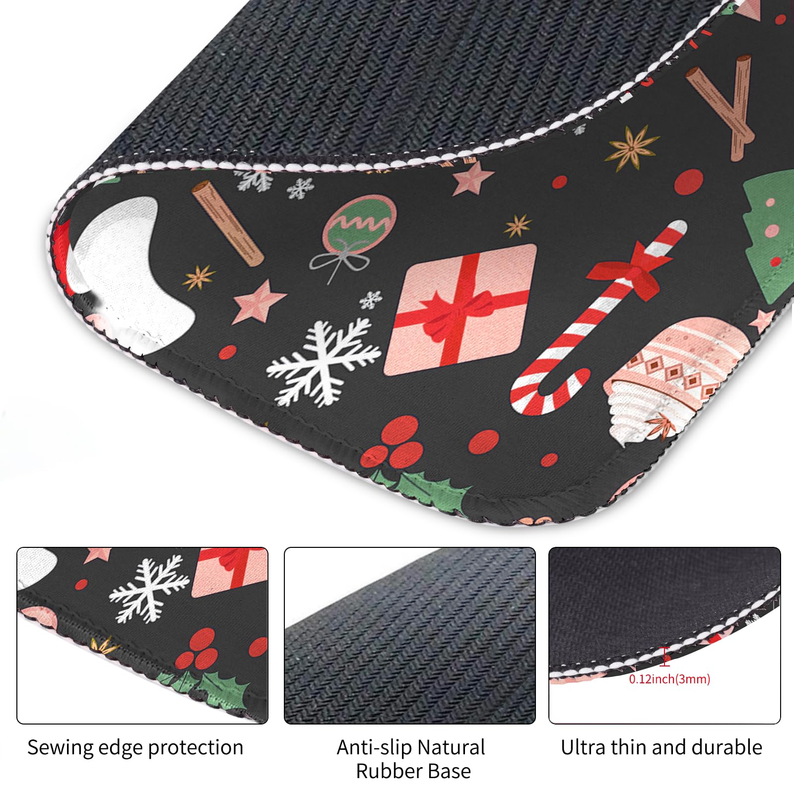 Aesthetic Cute Christmas Mouse Pad - Non-Slip Rubber Base, Waterproof Desk Mat for Wireless Mouse | Holiday Office & Home Decor, Perfect for Christmas Gifts & Computer Workstations