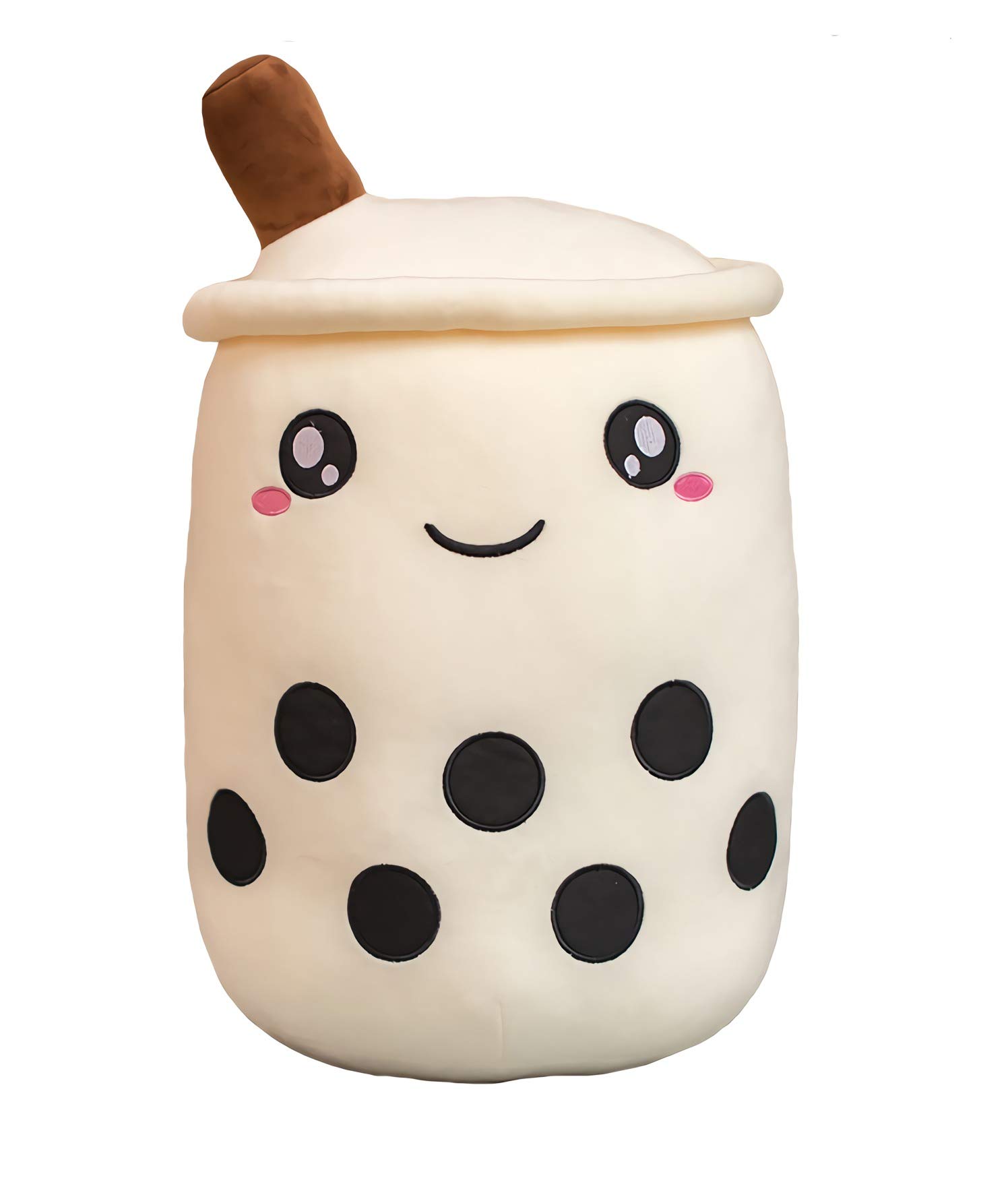 Cute Bubble Tea Plush Pillow - Soft Stuffed Milk Tea Plushie Toy Gift for Kids, Girls & Boys (White Round, 19.6 Inches) - Perfect for Bedroom Decor, Cuddling & Anime Lovers