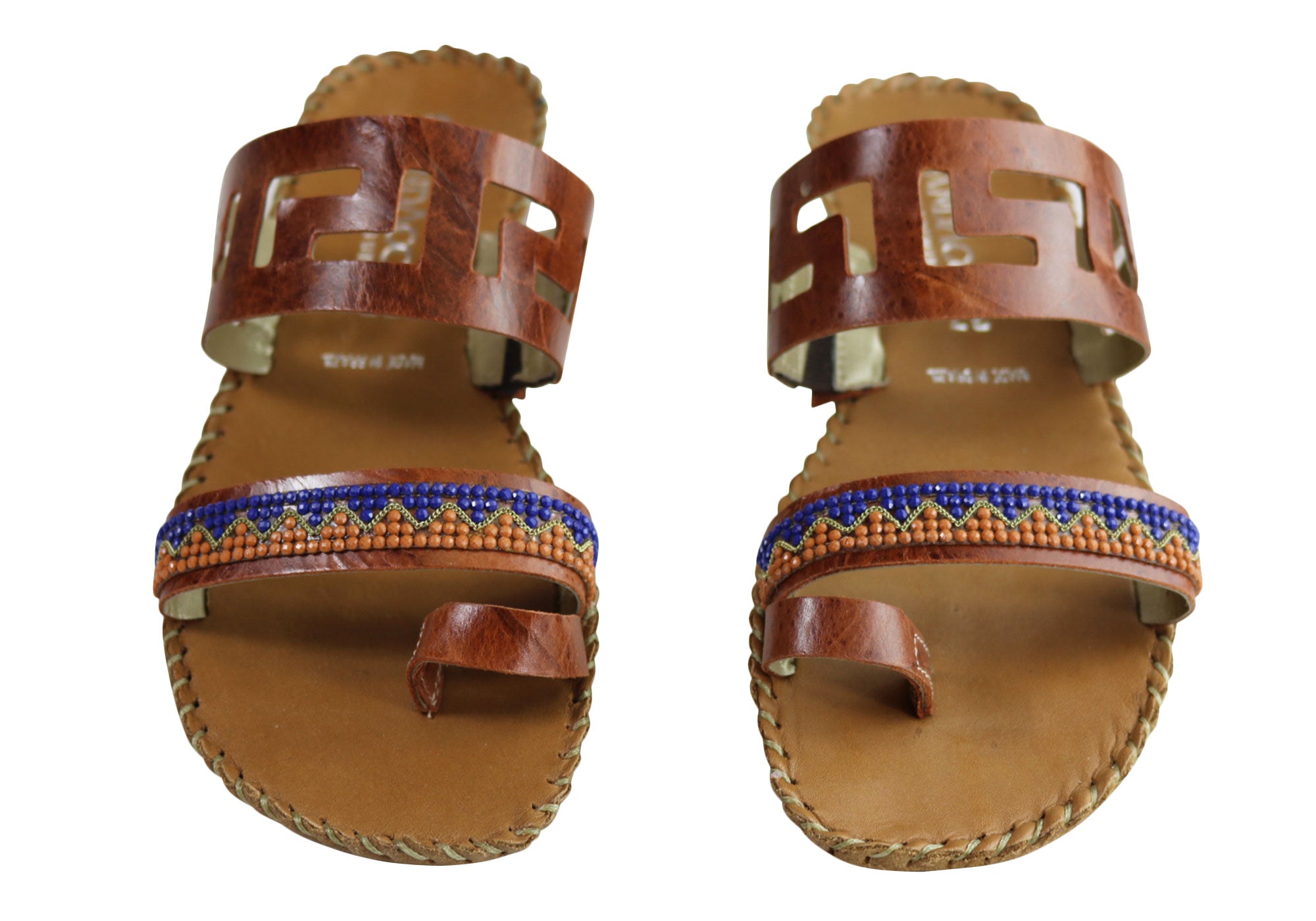 Andacco Energie Women's Comfortable Leather Flat Sandals - Handmade in Brazil - Perfect for Summer, Beach, Travel & Casual Outings