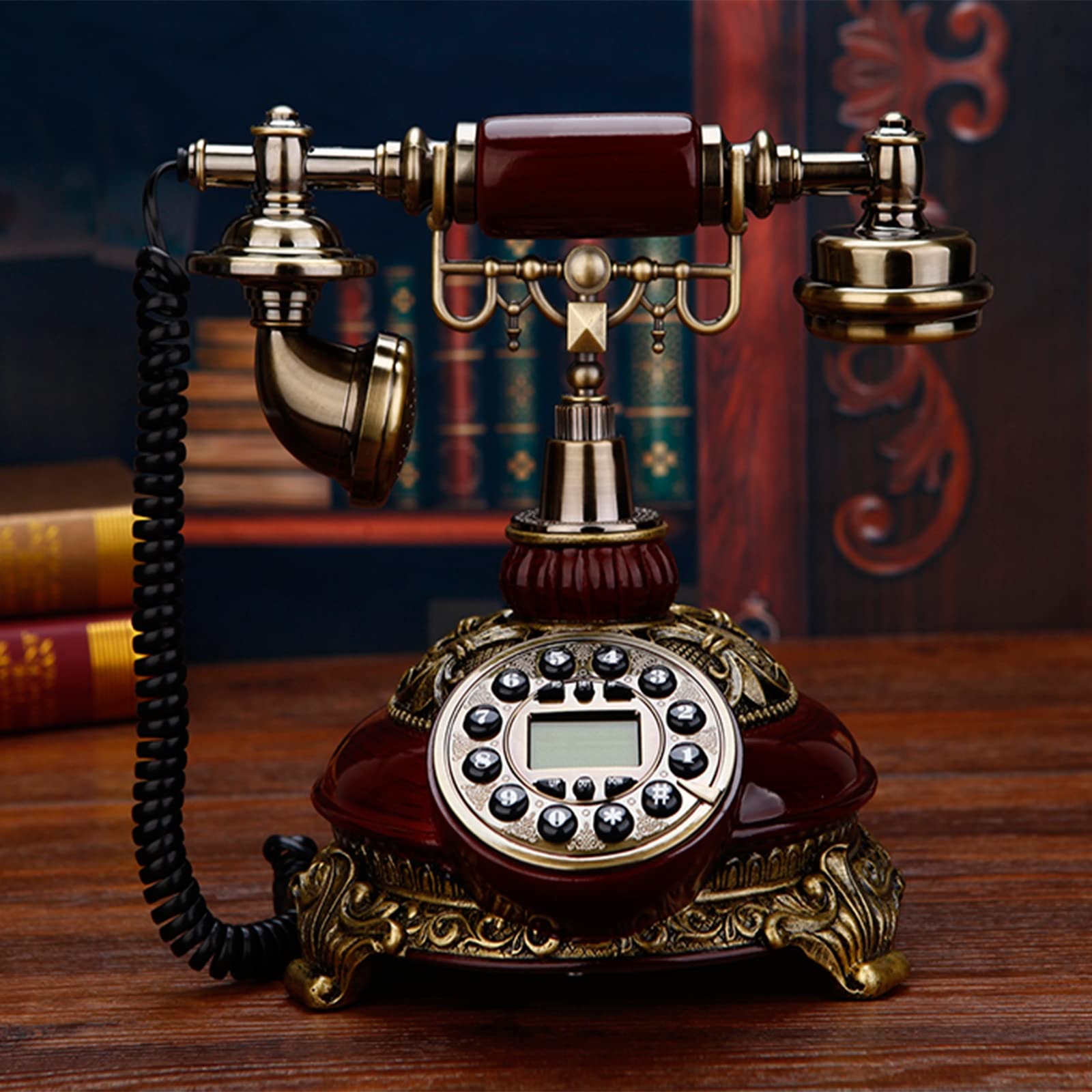 Vintage Ceramic Corded Retro Telephone - Antique Style Wired Phone for Home, Office & Hotel Decor - Perfect for Vintage Themed Rooms, Classic Décor & Gift Ideas
