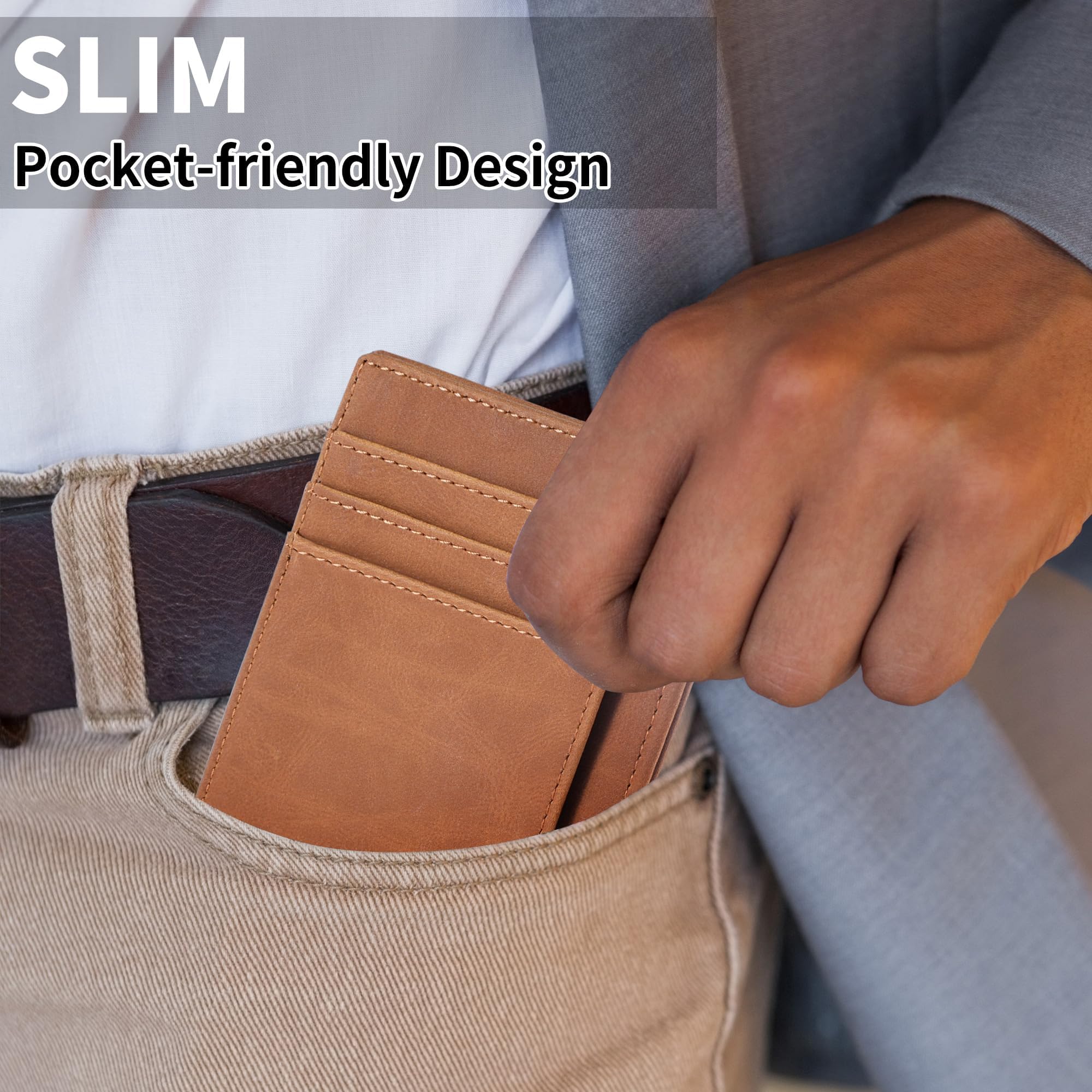 Slim RFID Blocking Wallet for Men - Minimalist Front Pocket Credit Card Holder - Perfect for Travel, Business & Everyday Use